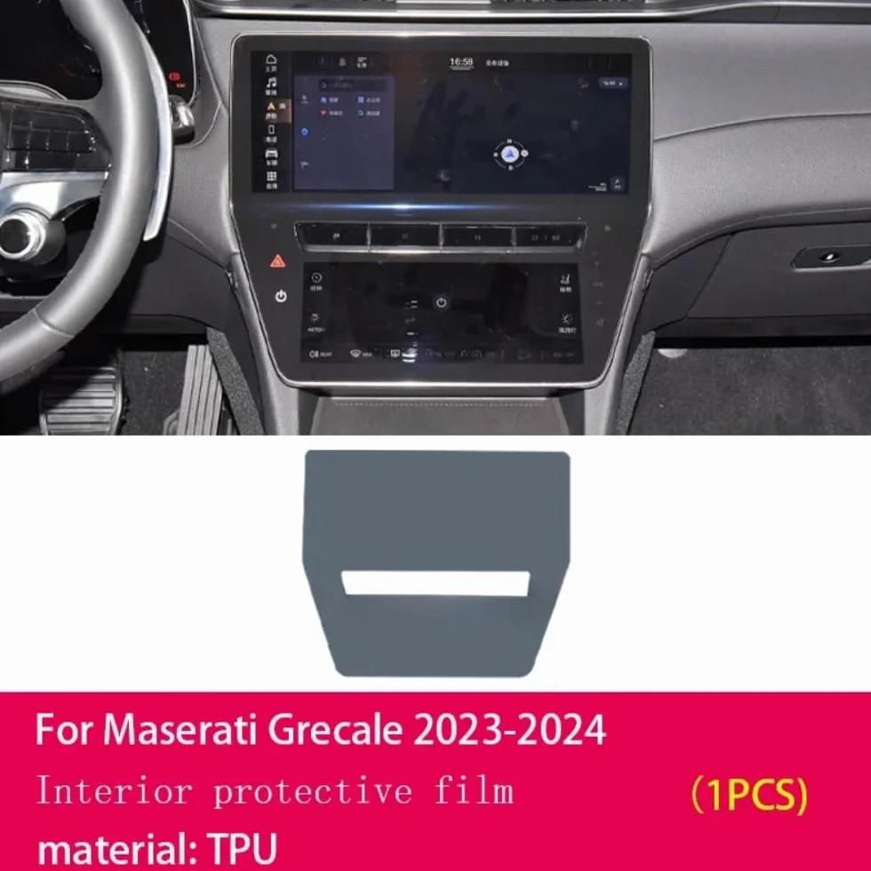 Pellicola per interni auto, cruscotto, piano del cambio, console centrale, antigraffio, trasparente, in TPU, accessorio per Maserati Grecale 2023-2025 (pellicola di navigazione GPS)