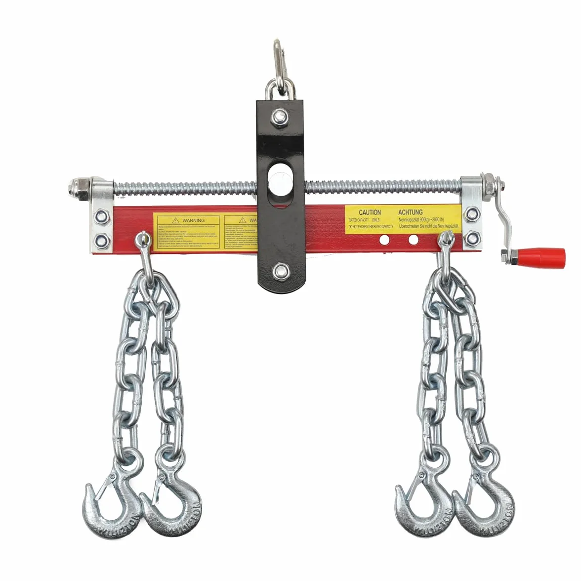 Bilanciatore del Motore Regolabile 900 kg Acciaio al Carbonio, Supporto Motore 4 Catene 3 Posizioni