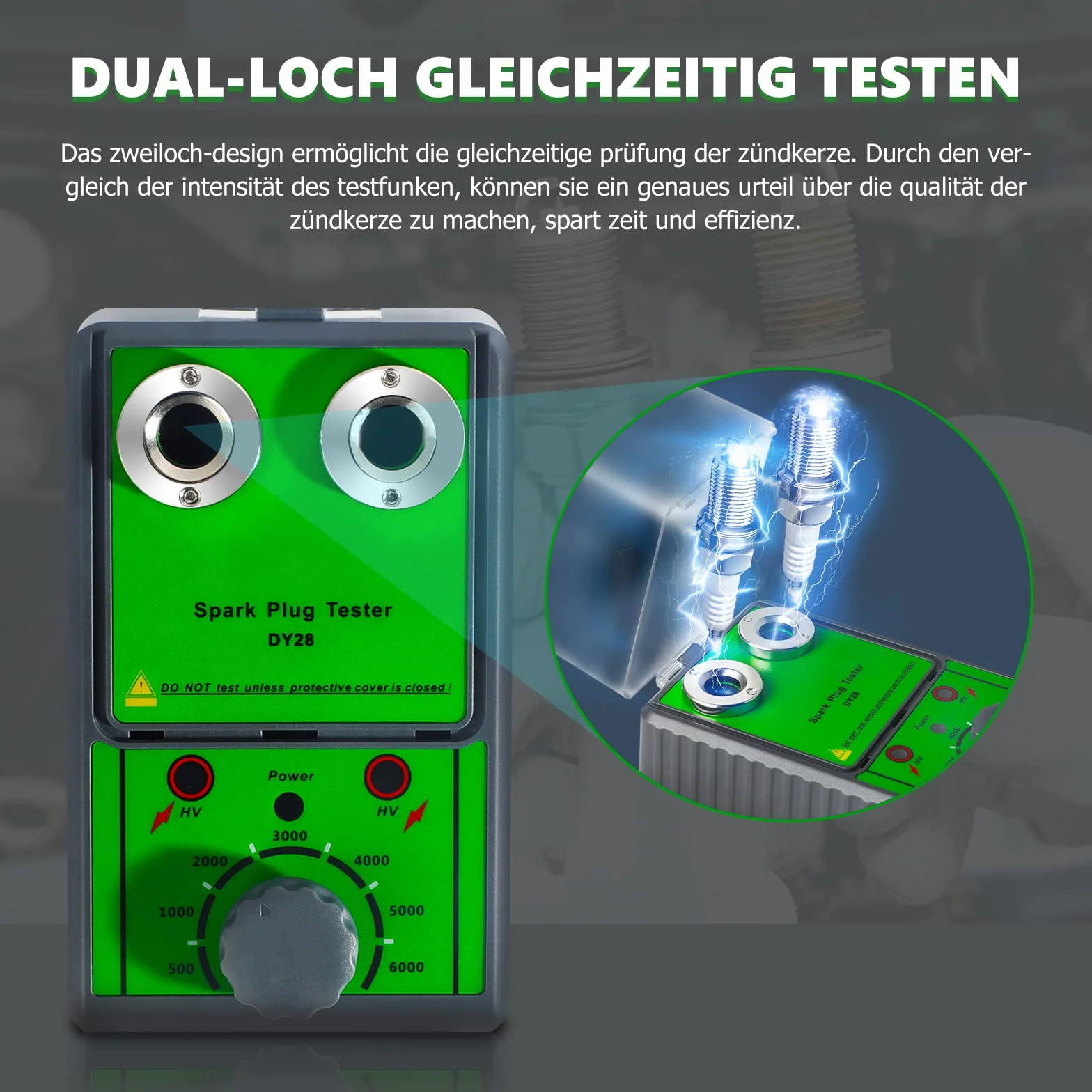 Tester per candele auto 220 V con presa a due fori regolabile e coperchio trasparente