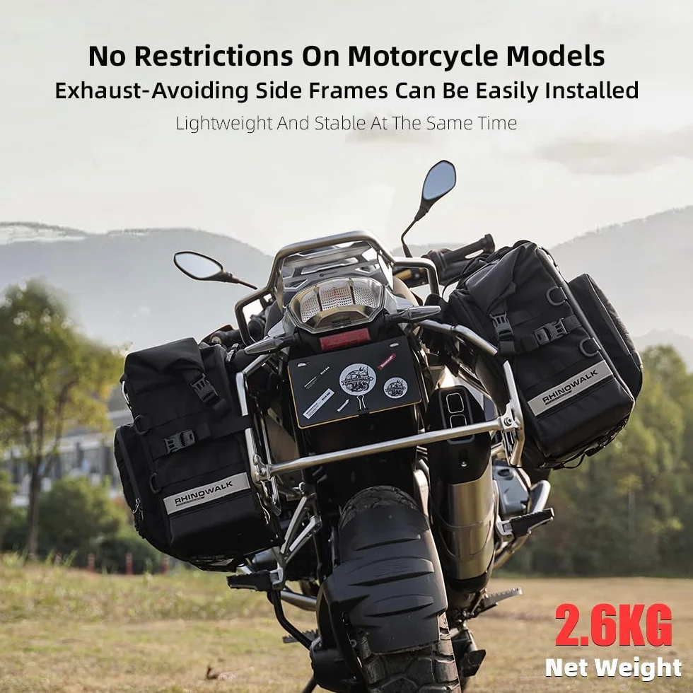 Rhinowalk Borse da sella per moto impermeabili a sgancio rapido 25 L nero