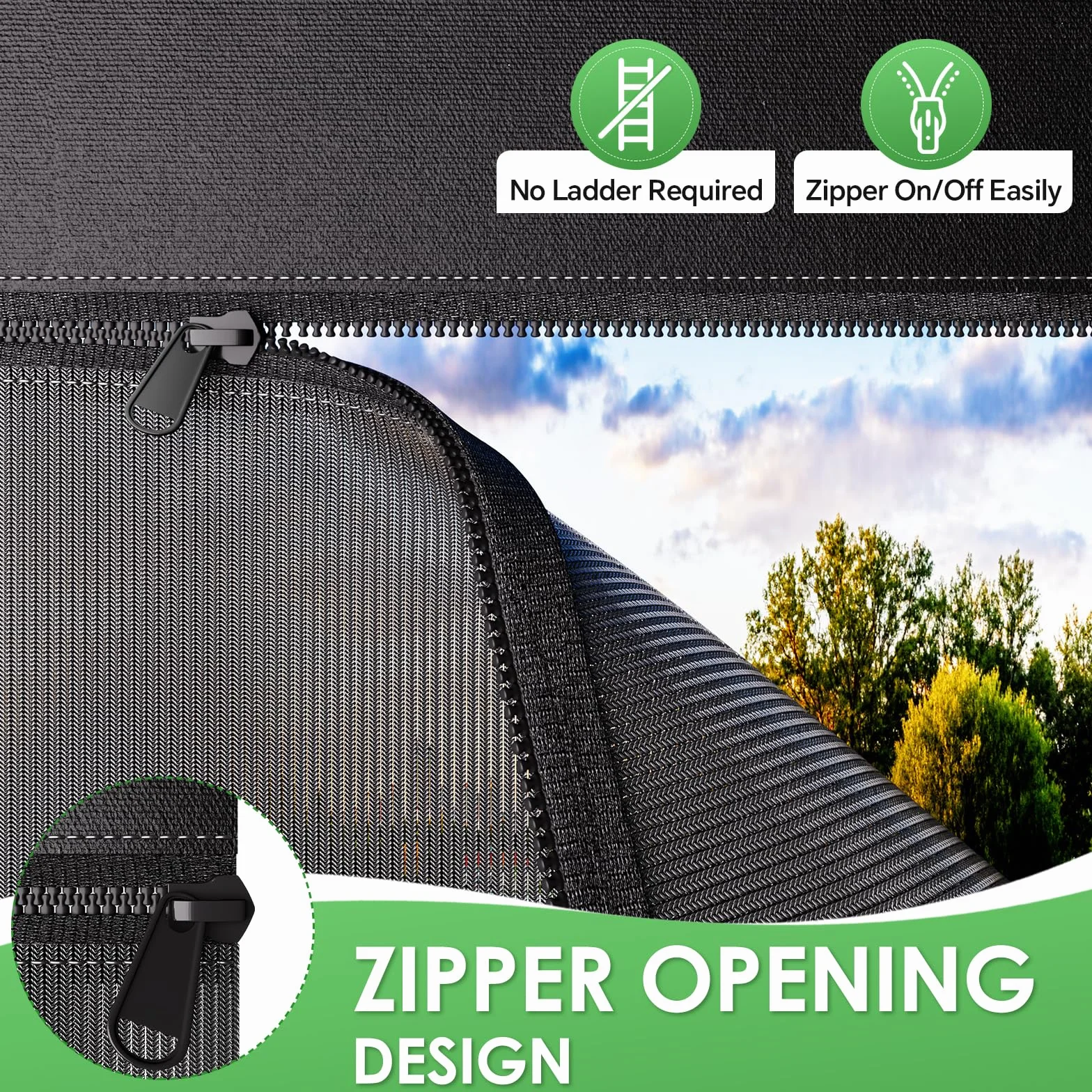 Tenda da sole per camper, con chiusura lampo, finestra panoramica regolabile (tessuto + rete), frangivista e protezione solare universale, con kit completo, altezza 2,2 m (larghezza 2,85 m)