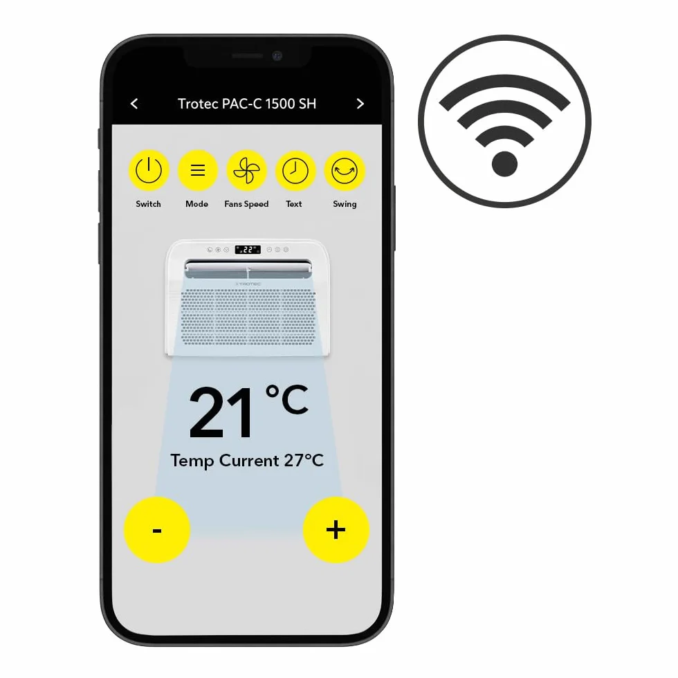 TROTEC PAC-C 1500 SH Climatizzatore da Campeggio WiFi 4 in 1 - Condizionatore Split per Camper - Raffreddamento, Riscaldamento, Deumidificazione, Ventilazione - 5000 BTU