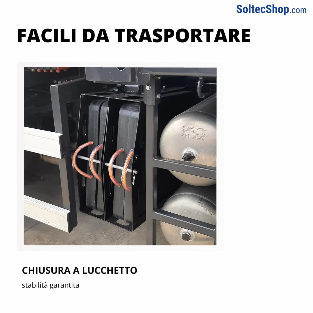 Coppia di pedane per piedi stabilizzatori gru 40x40x5 cm e box per trasporto, piastre per gru e gabbia in acciaio con chiusura di sicurezza