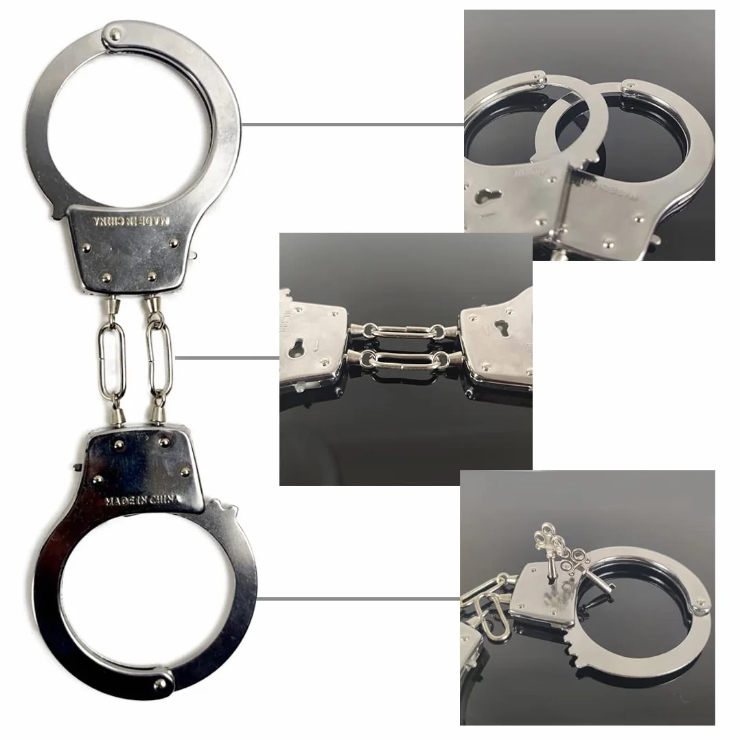 Manette giocattolo in metallo con chiave per cosplay polizia