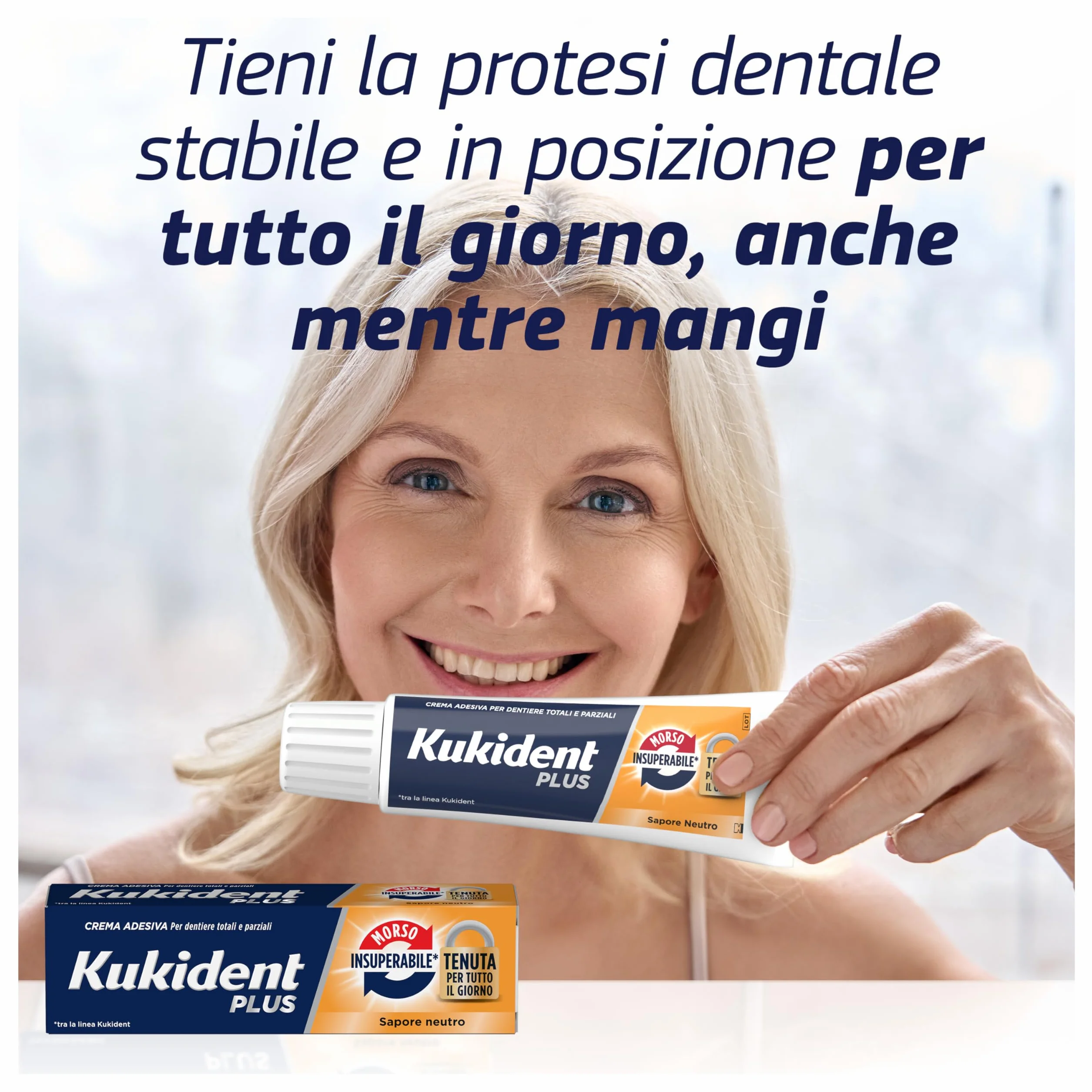 Kukident Plus Morso Insuperabile Crema Adesiva per Protesi Dentali, 3x35g