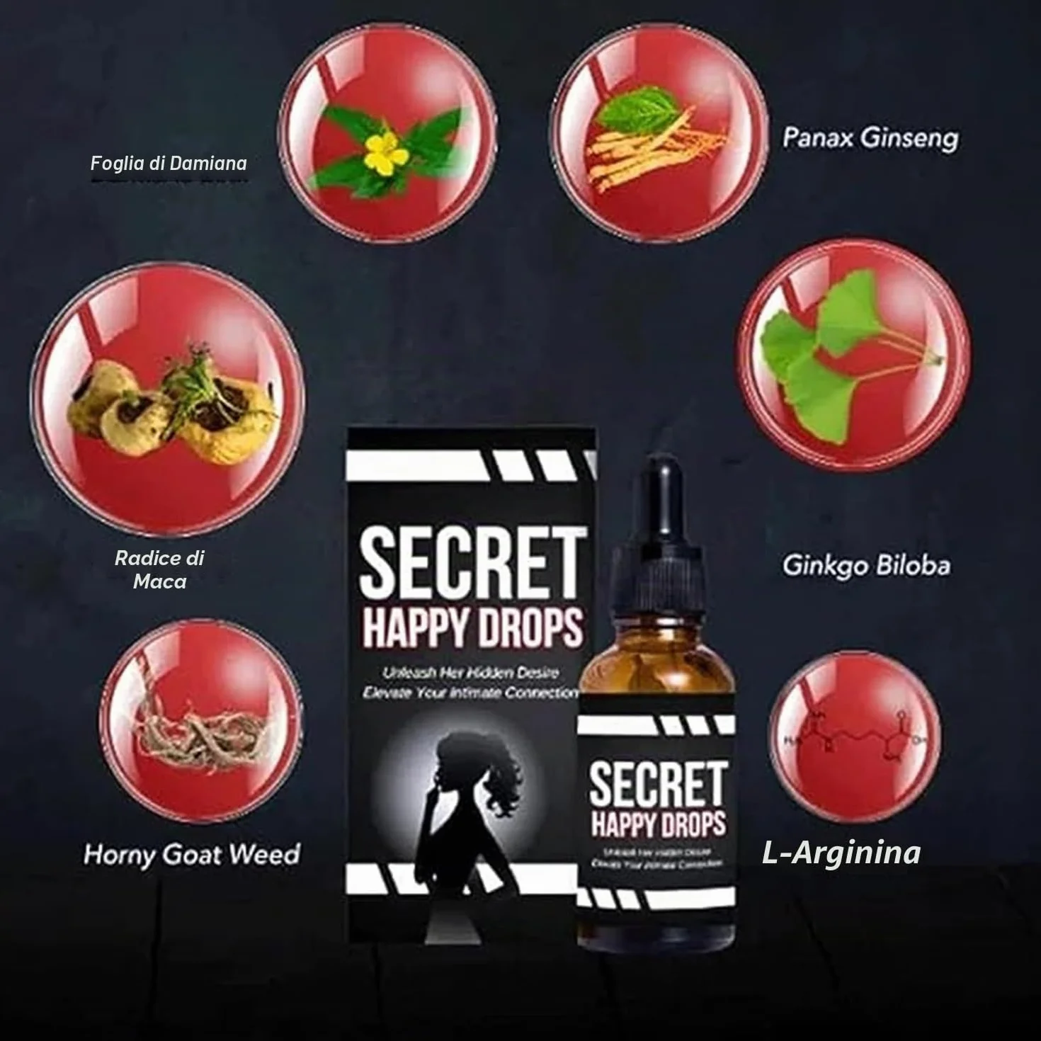 PleasurePeak Secret Happy Drops gocce orali per donne rilassamento circolazione sanguigna energia