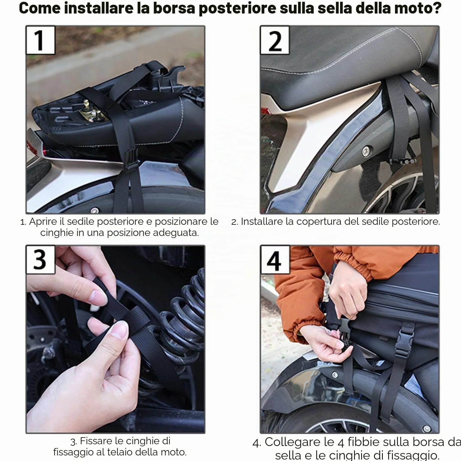 UBORSE Borsa Posteriore Moto Impermeabile 20L-28L Espandibile Nero