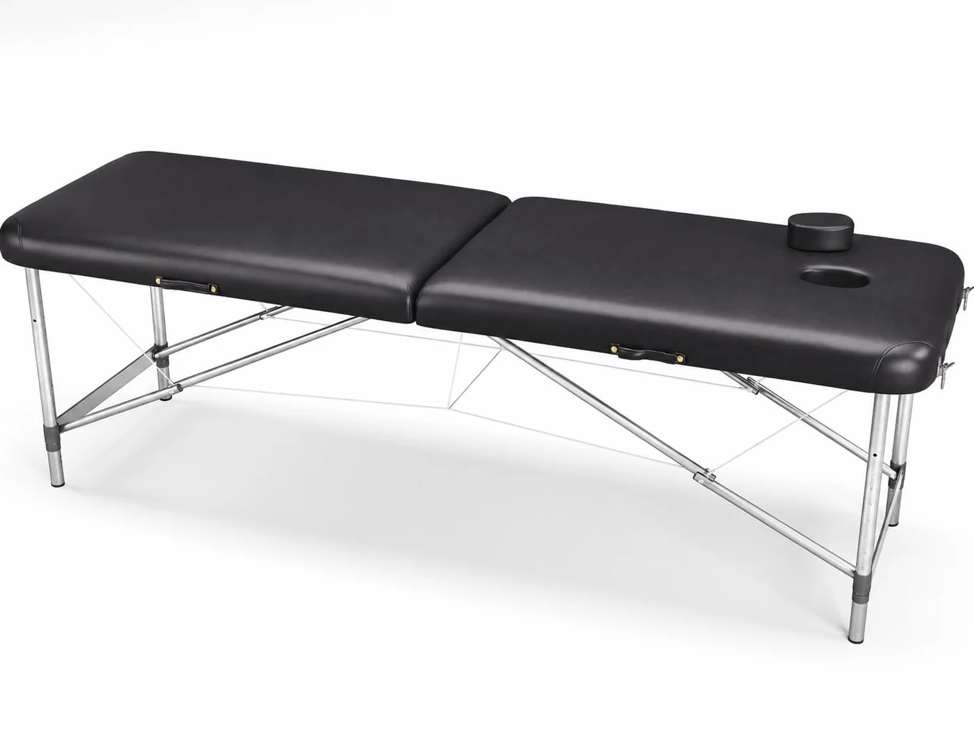 Beltom Lettino da Massaggio 2 Zone in Alluminio 185x60 cm Portatile 11 kg Nero