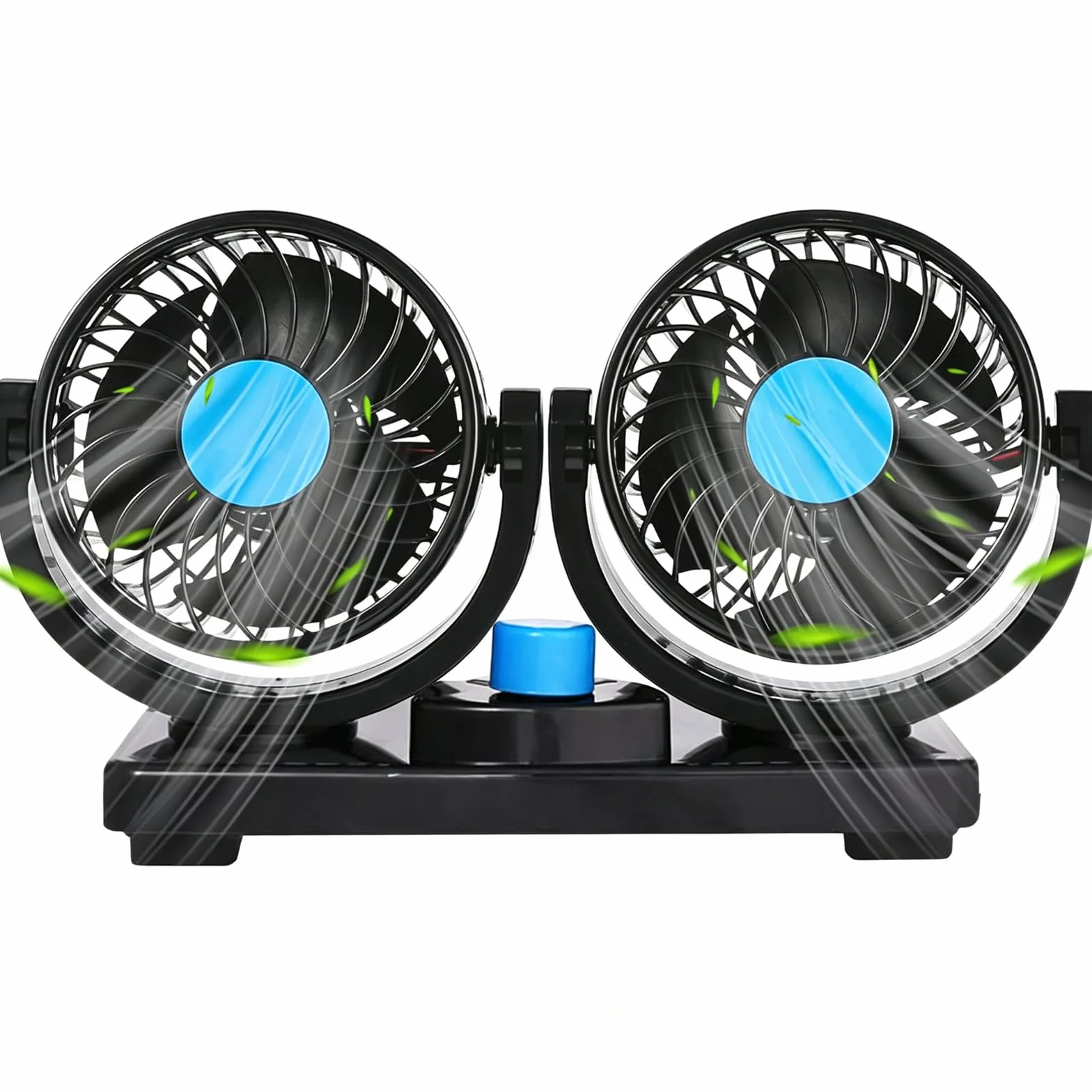 Ventilatore Auto 12V Doppia Testa 4" 2 Velocità Rotazione 360° Silenzioso per Camion SUV Camper Barche