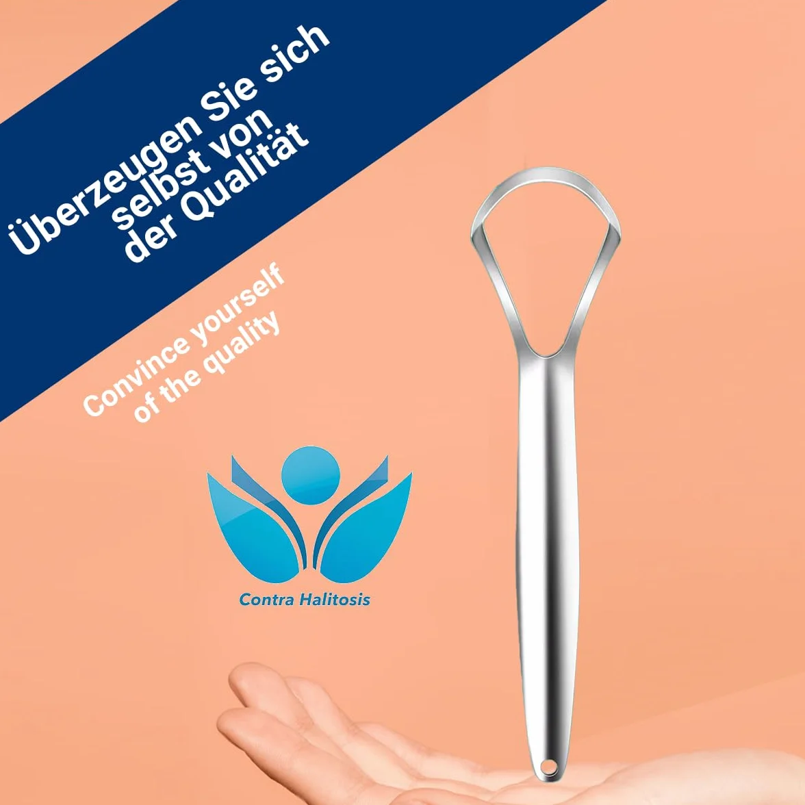 Raschietti per lingua in acciaio inox chirurgico, set da 2, pulitore per igiene orale