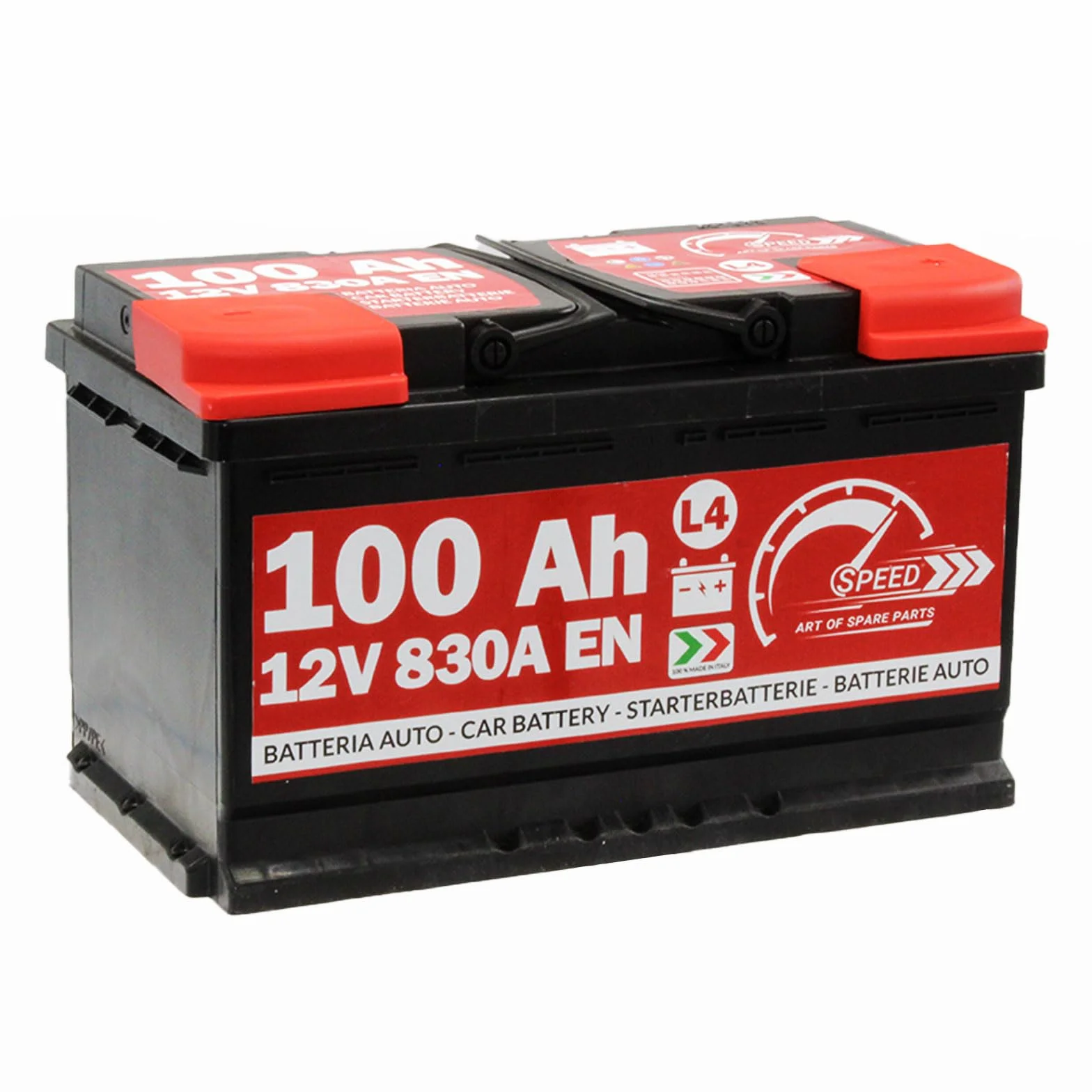 BATTERIA AVVIAMENTO AUTO ORIGINALE SPEED L4 100AH 12V 830A CON POLO POSITIVO A DESTRA