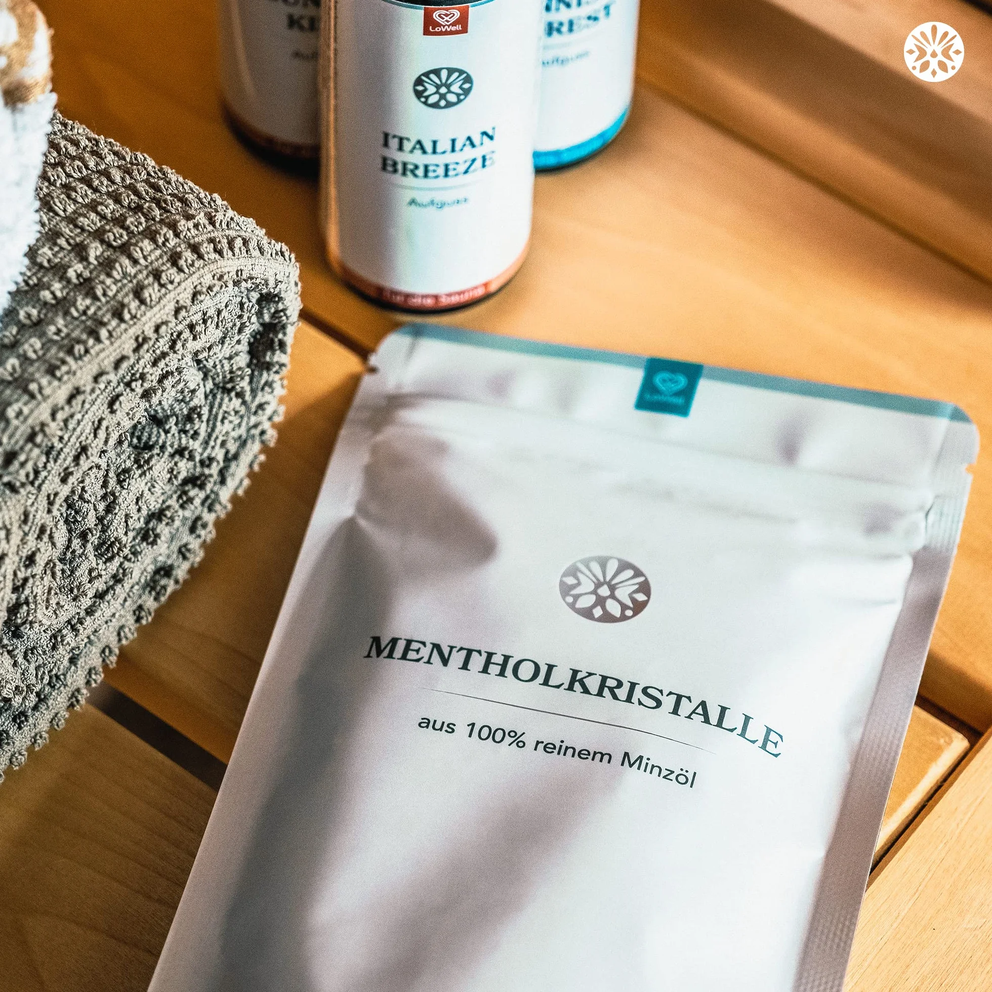 LoWell Cristalli di mentolo 100g menta pura infuso per sauna sacchetti richiudibili