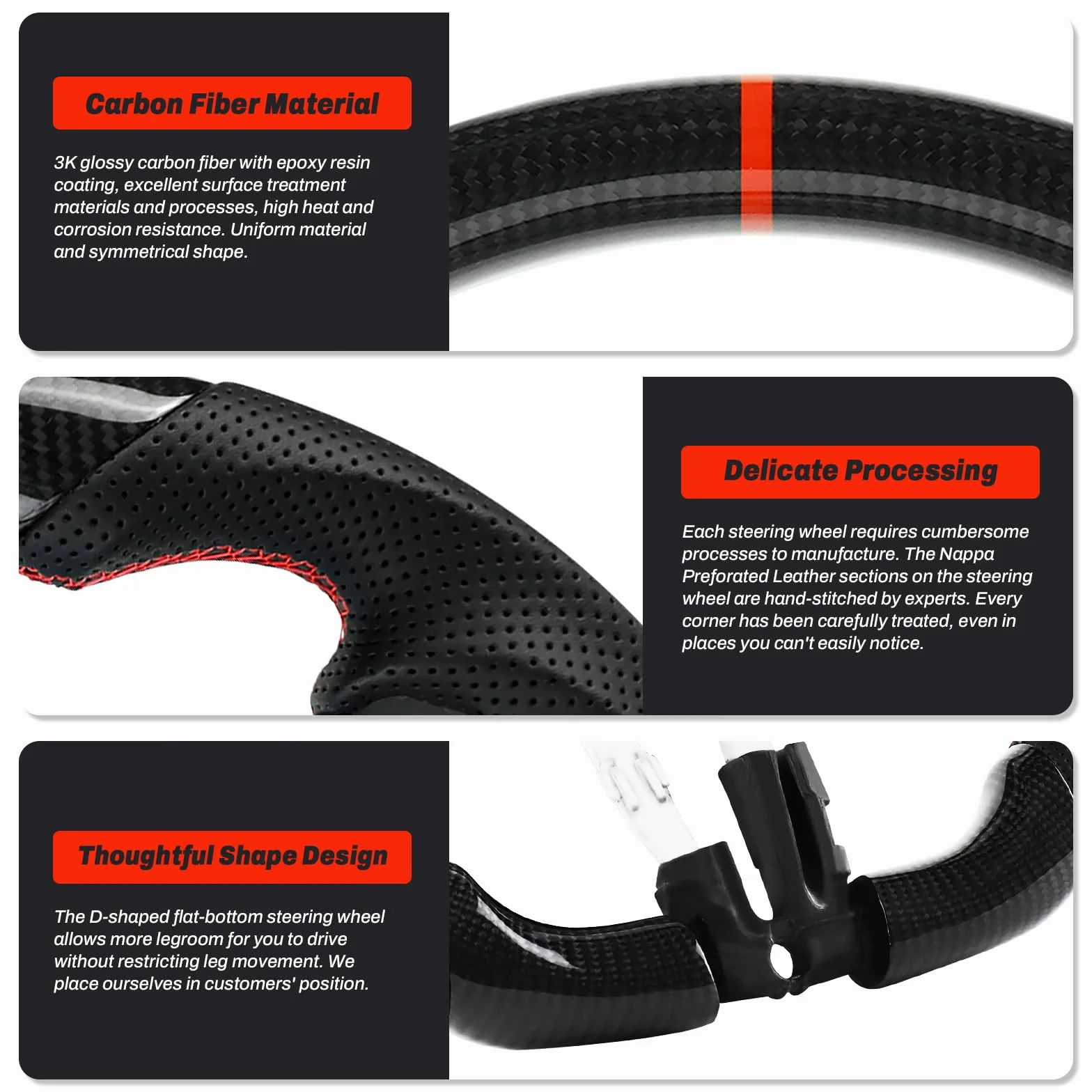 Volante artigianale in vera fibra di carbonio per BMW M Sport M3 F20 F22 F30 F31 F87 M2 F82 F83 F15