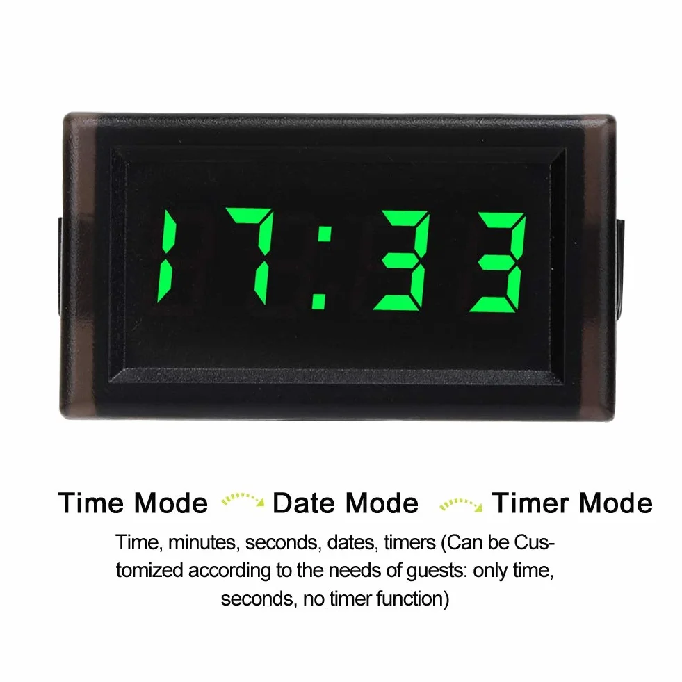 KIMISS DC4.5-30V Display digitale a LED con orologio elettronico per auto antipolvere impermeabile(verde)