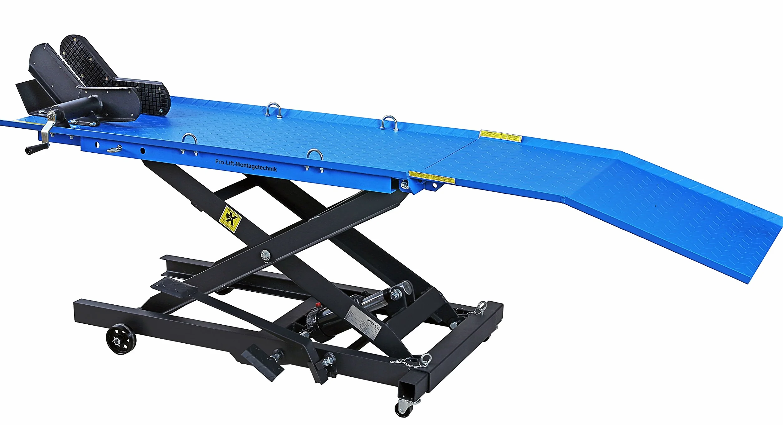 Montaggio Lift Pro Ingegneria plb360-KH Forbici palcoscenico Sollevatore motociclo 360 kg funzionamento a pedale blu