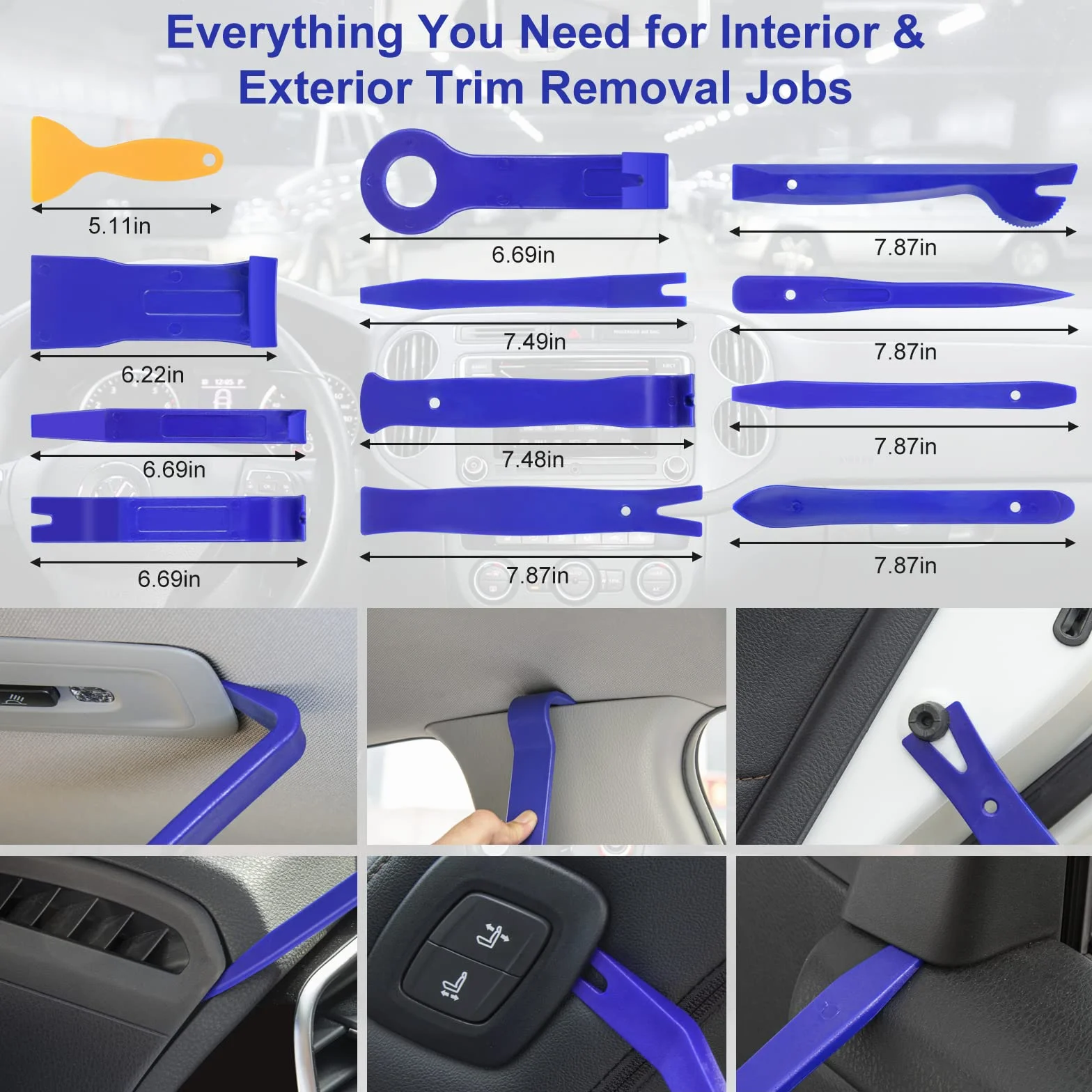 Strumenti di rimozione Auto, 250 Kit di Smontaggio per Riparazioni Auto Strumento Rimozione del Pannello Veicolo Rimozione Cunei Trim Interno Strumento Leva, Radio Cruscotto Porta (Blu)