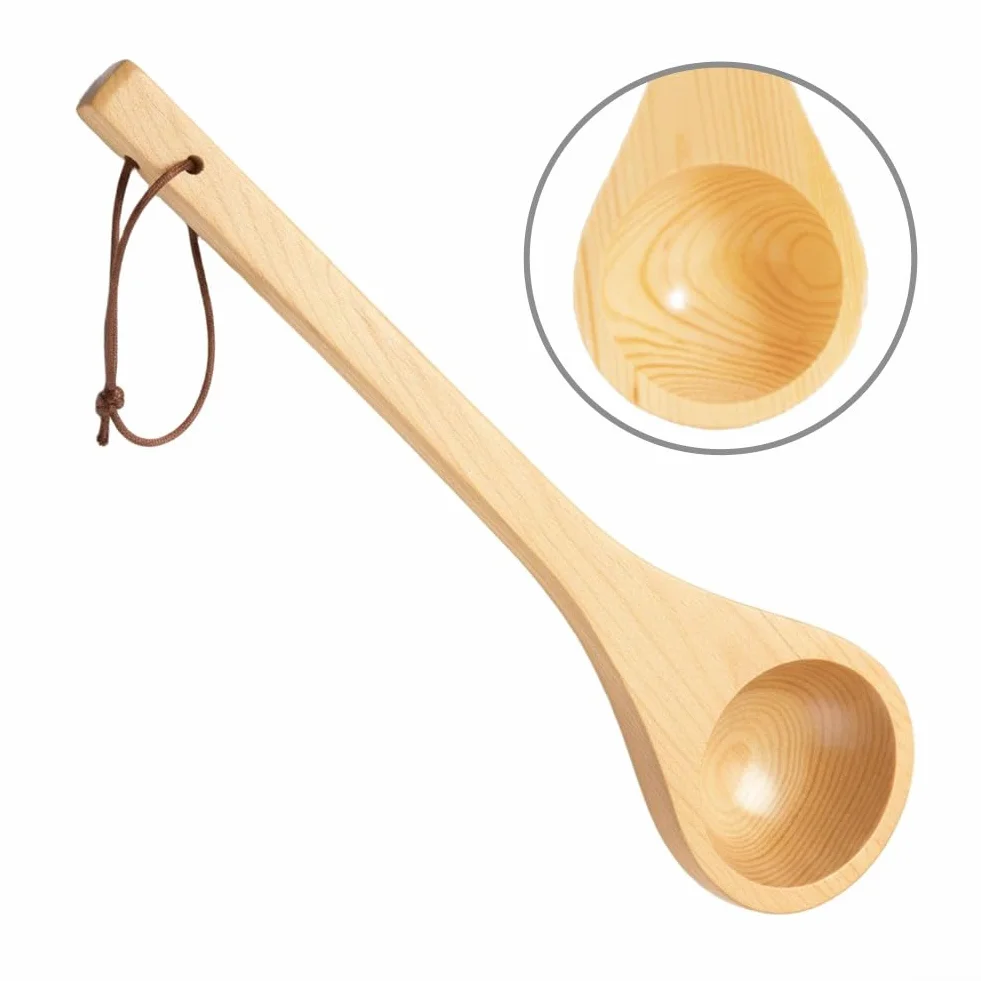 Mestolo da sauna in cedro 38 cm con cordino resistente al calore