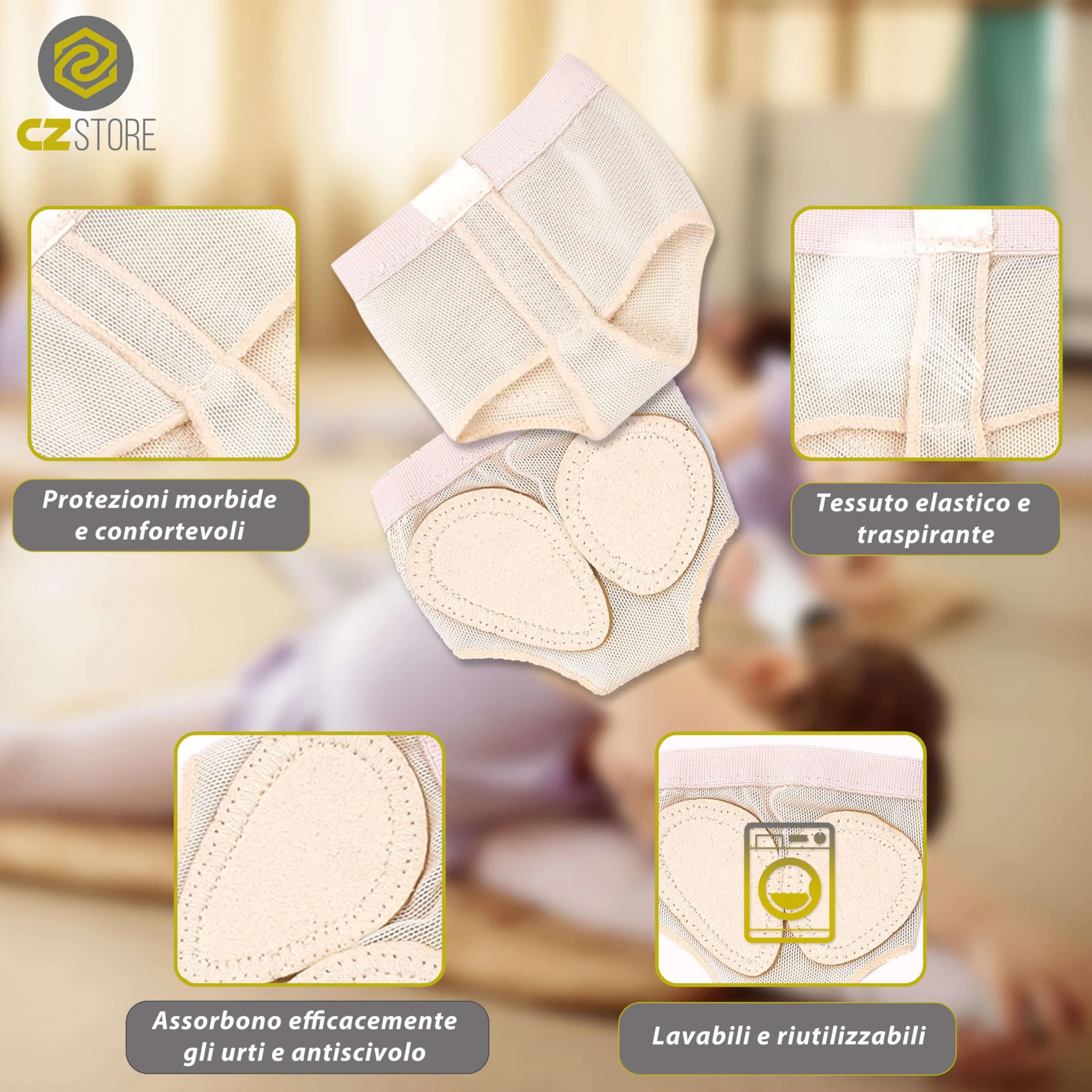 Cuscinetti Metatarsali Danza 5 Taglie Beige Antiscivolo Avampiede Simil Pelle Ginnastica