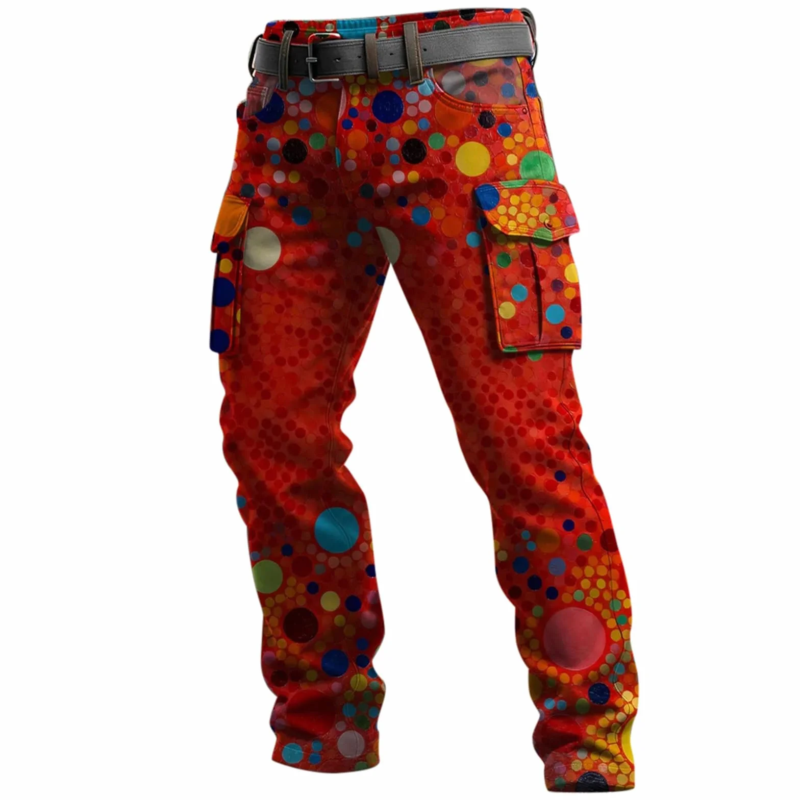 Pantaloni cargo da uomo a pois con tasche multiple slim fit per feste lavoro e tempo libero