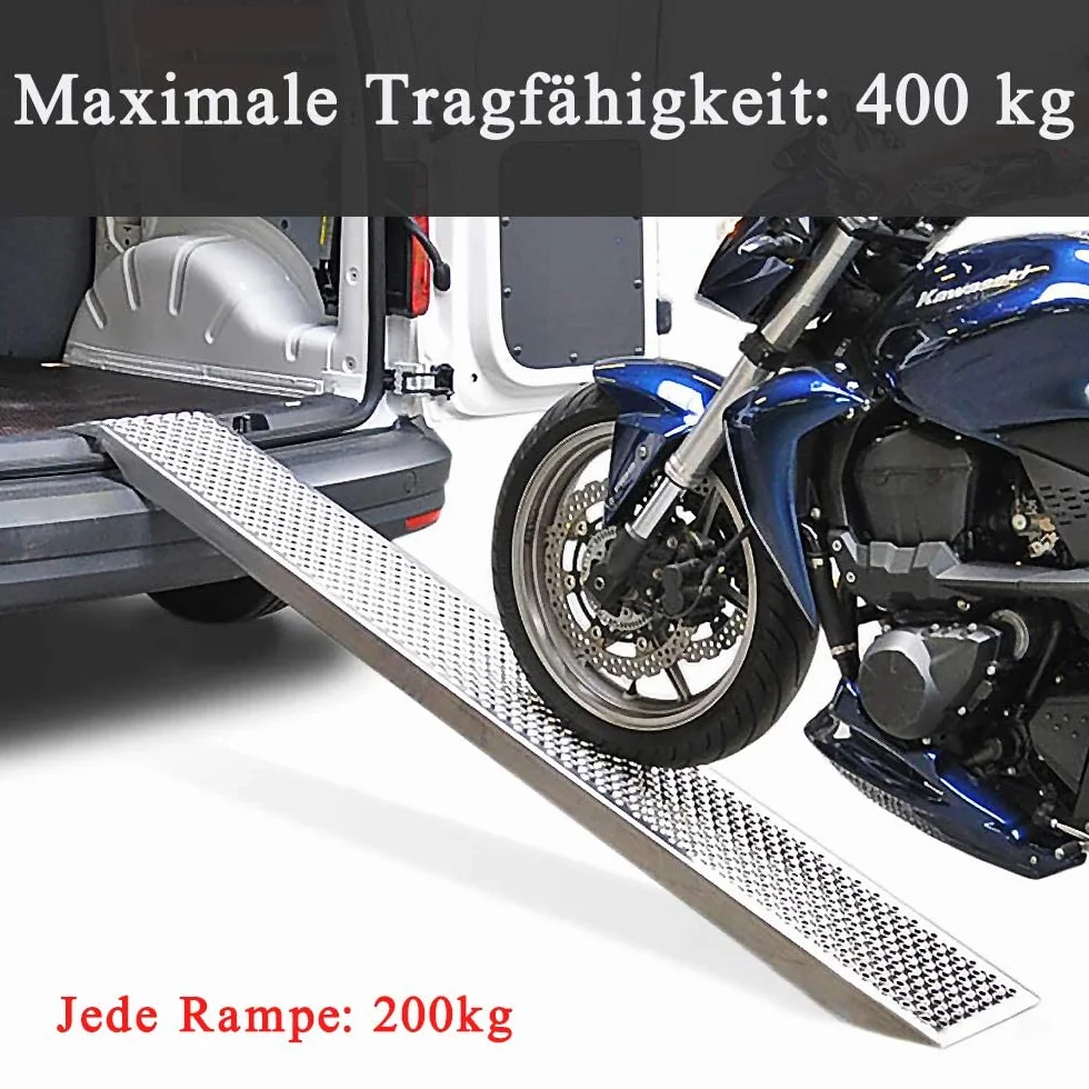 ACXIN 2 rampe di carico, massimo 400 kg, in acciaio zincato, antiscivolo, per moto, ATV, quad, auto, 160 x 22,5 cm