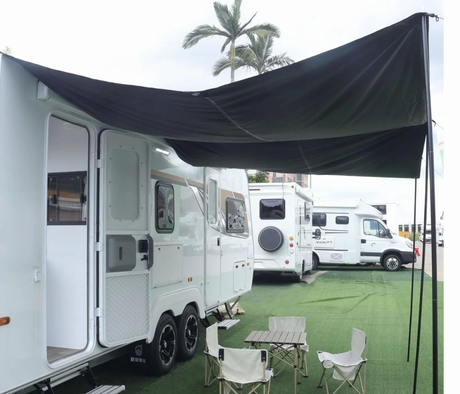 SUPAREE Tendalino Camper Parasole Van Tenda da Sole per Roulotte 3 Binari Tubazioni Protezione UV Impermeabile 3.5 x 2.4m