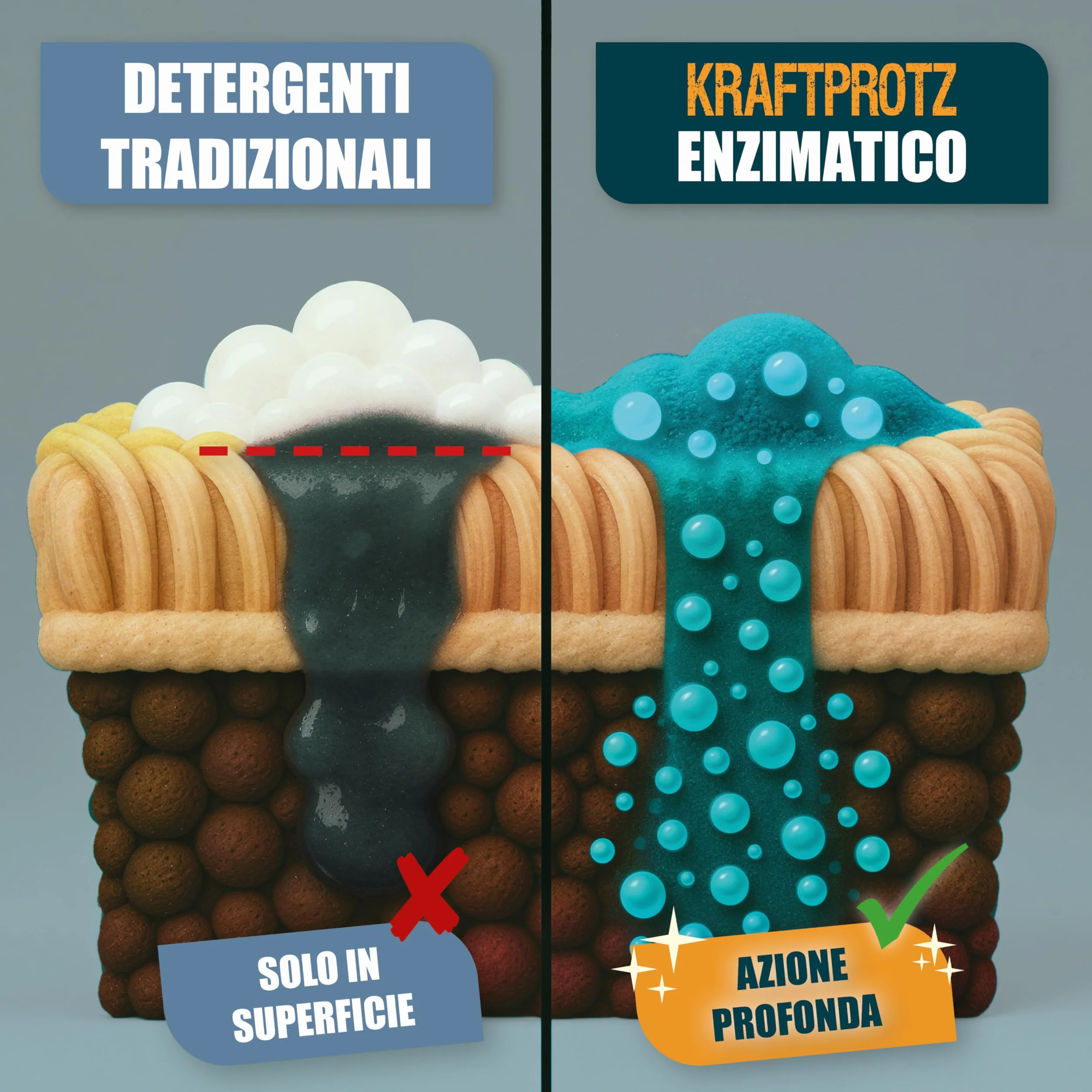 KRAFTPROTZ Detergente enzimatico 750 ml rimuove macchie odori urina sudore tappeti tessuti materassi