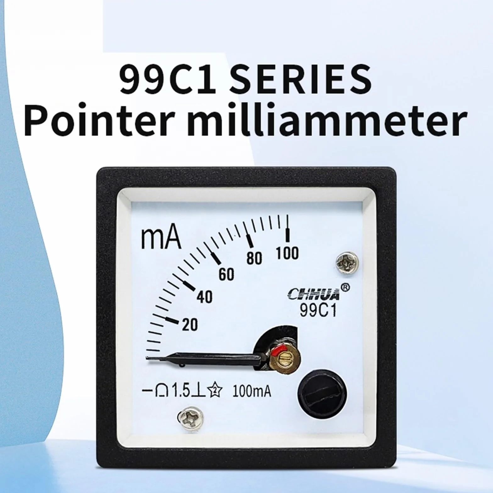 Amperometro analogico 99C1 Milliamperometro DC Misuratore da pannello Puntatore meccanico Amperometro1ma2ma3ma5ma10ma20ma30ma50ma100ma(20MA_48*48MM)