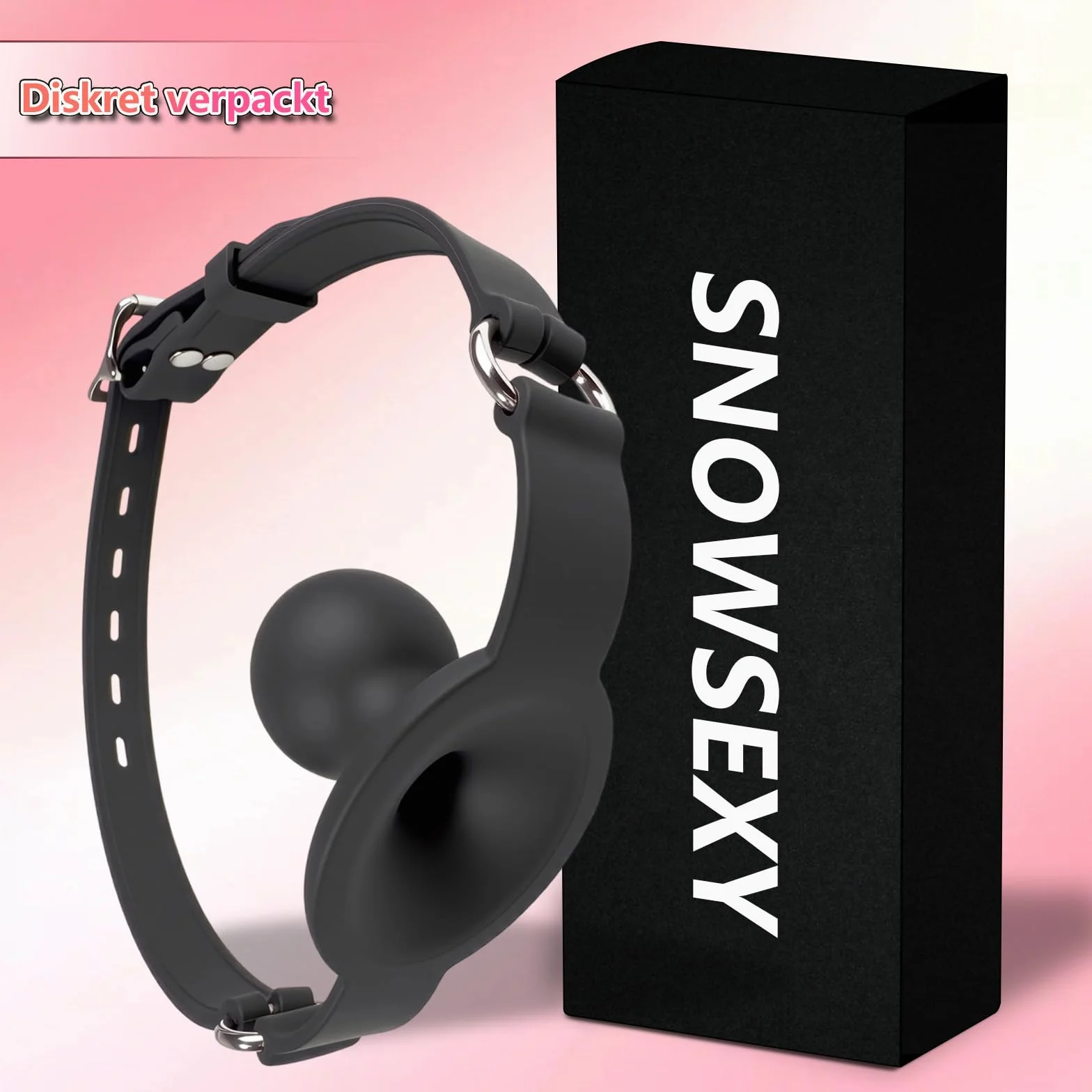 Bocca Ball Gag Silicone SM Sex Toy Regolabile Bavaglio Traspirante per Bondage Coppie Adulti (Ø3,45 cm)