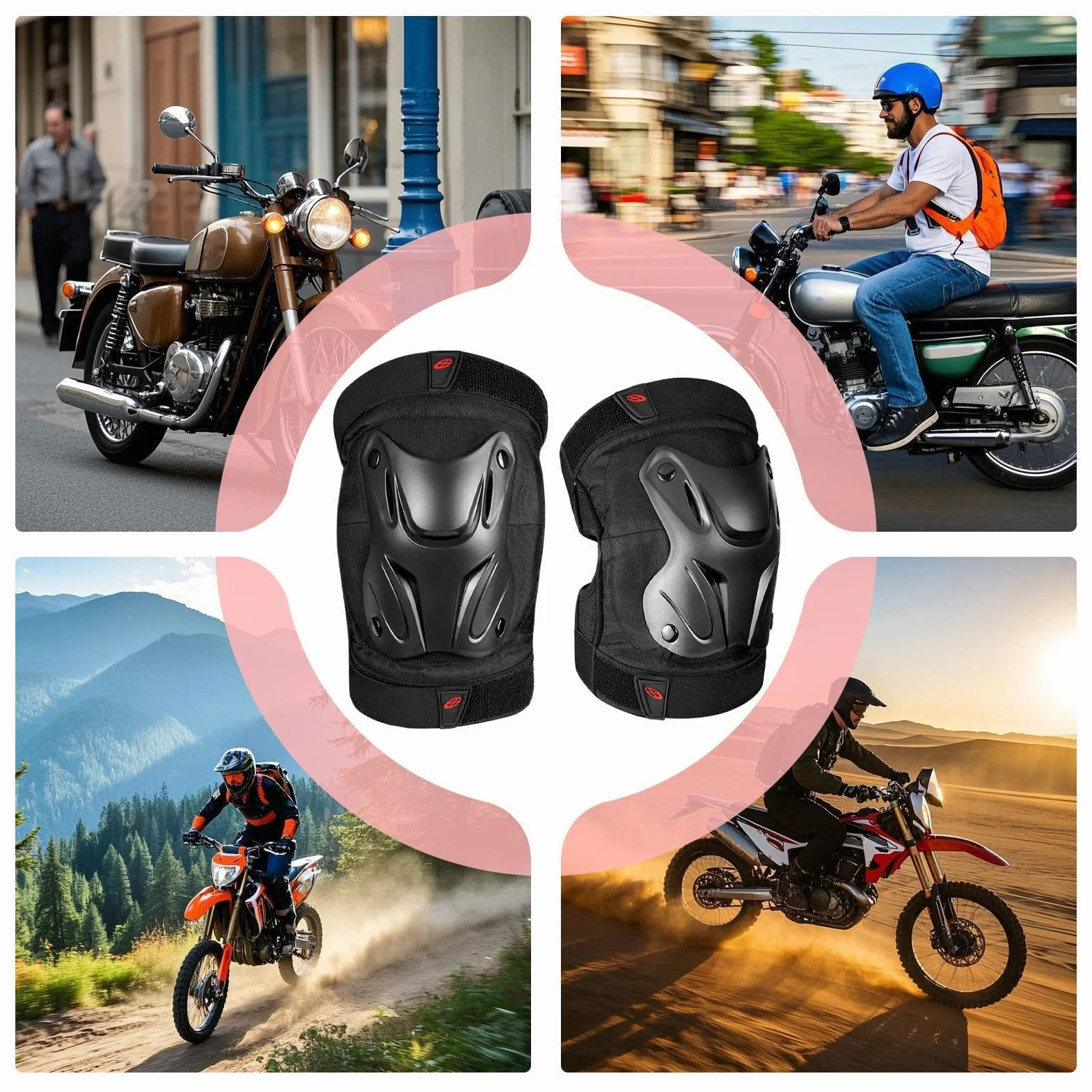 Brift Cuscinetti Ginocchia Gomiti Moto Protezione Antiurto Regolabili Accessori Bicicletta Pattinaggio