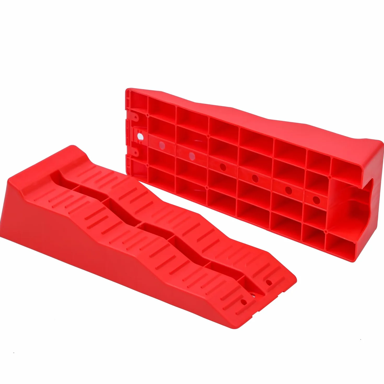 KATSU Rampe di Livellamento per Roulotte 2 Pezzi Capacità 5 Ton 3 Livelli Cunei Livellamento Camper da Campeggio in Plastica per Impieghi Gravosi per Garage Officina Auto