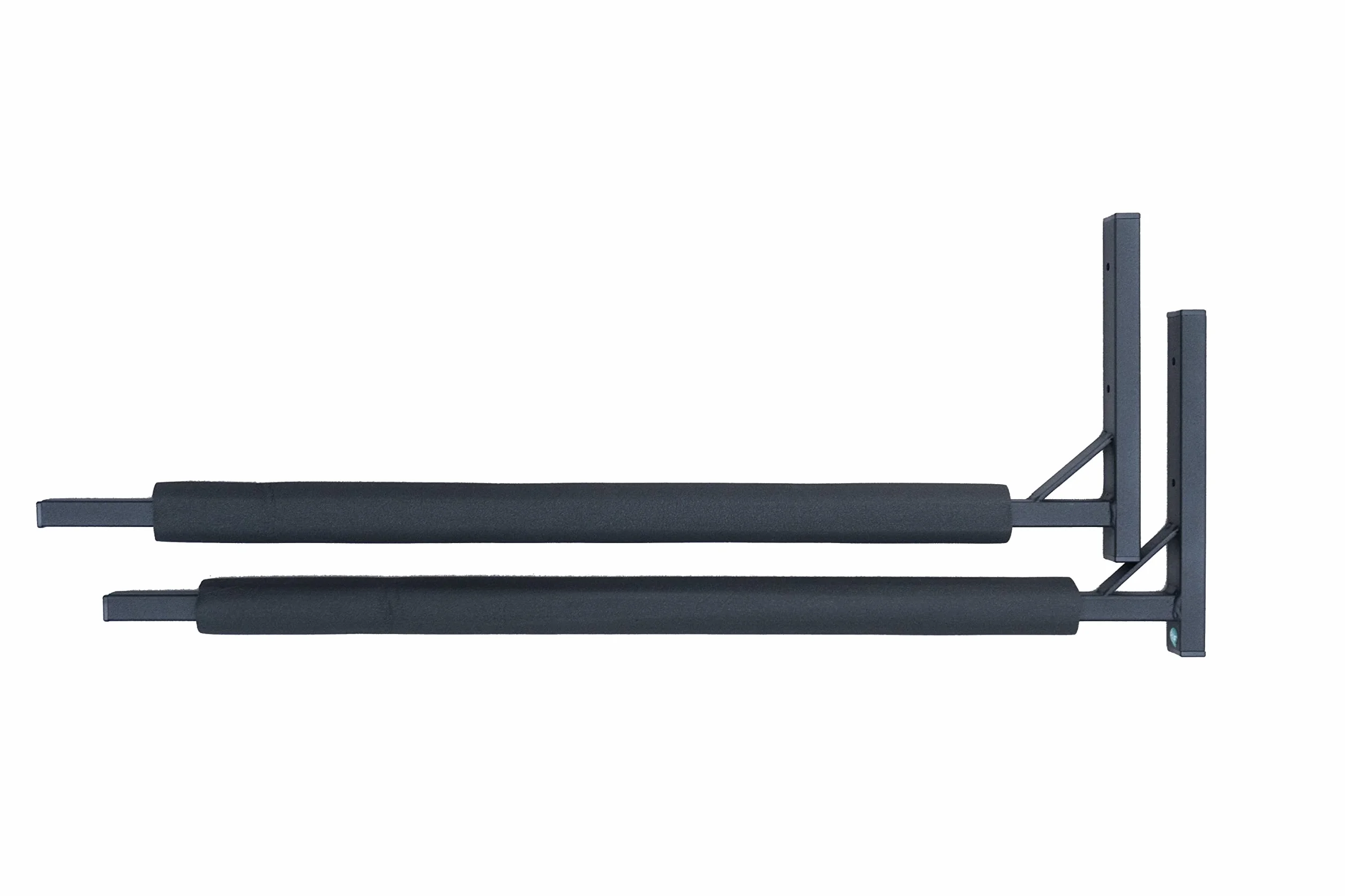 Supporto a parete per box da tetto da 82 cm WSB O nero in acciaio per la conservazione di bauletti da tetto, attrezzi da giardino scatole portatutto per sport tavole da surf e iSUP
