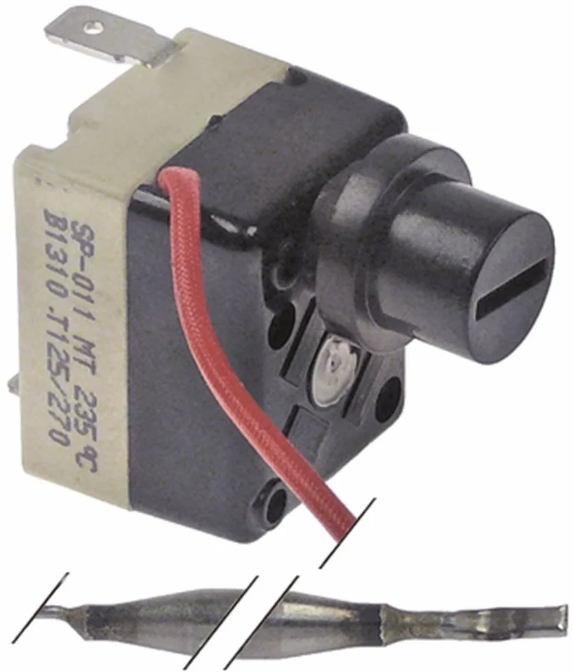Set di termostato di sicurezza per friggitrice Fiamma FF6, FF6+6, FF10+10TR, FCF6, FCF6+6, 235°C, sonda a 1 polo, ø 5 x 73 mm, 1NC 600 mm