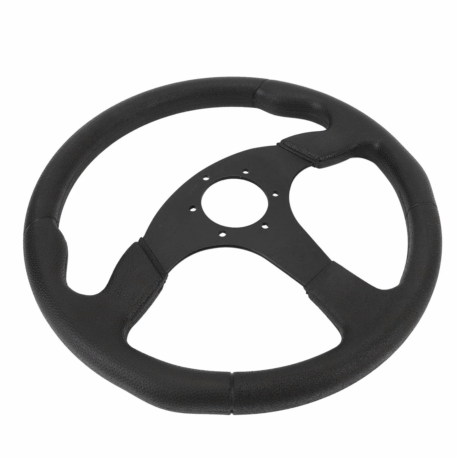 KIMISS Volante 14 Pollici Universale in Pelle PU con Telaio in Alluminio, Design Sportivo per Modifiche Auto, Impugnatura Confortevole e Resistente, Adattatore per a 6 fori. (BLACK)
