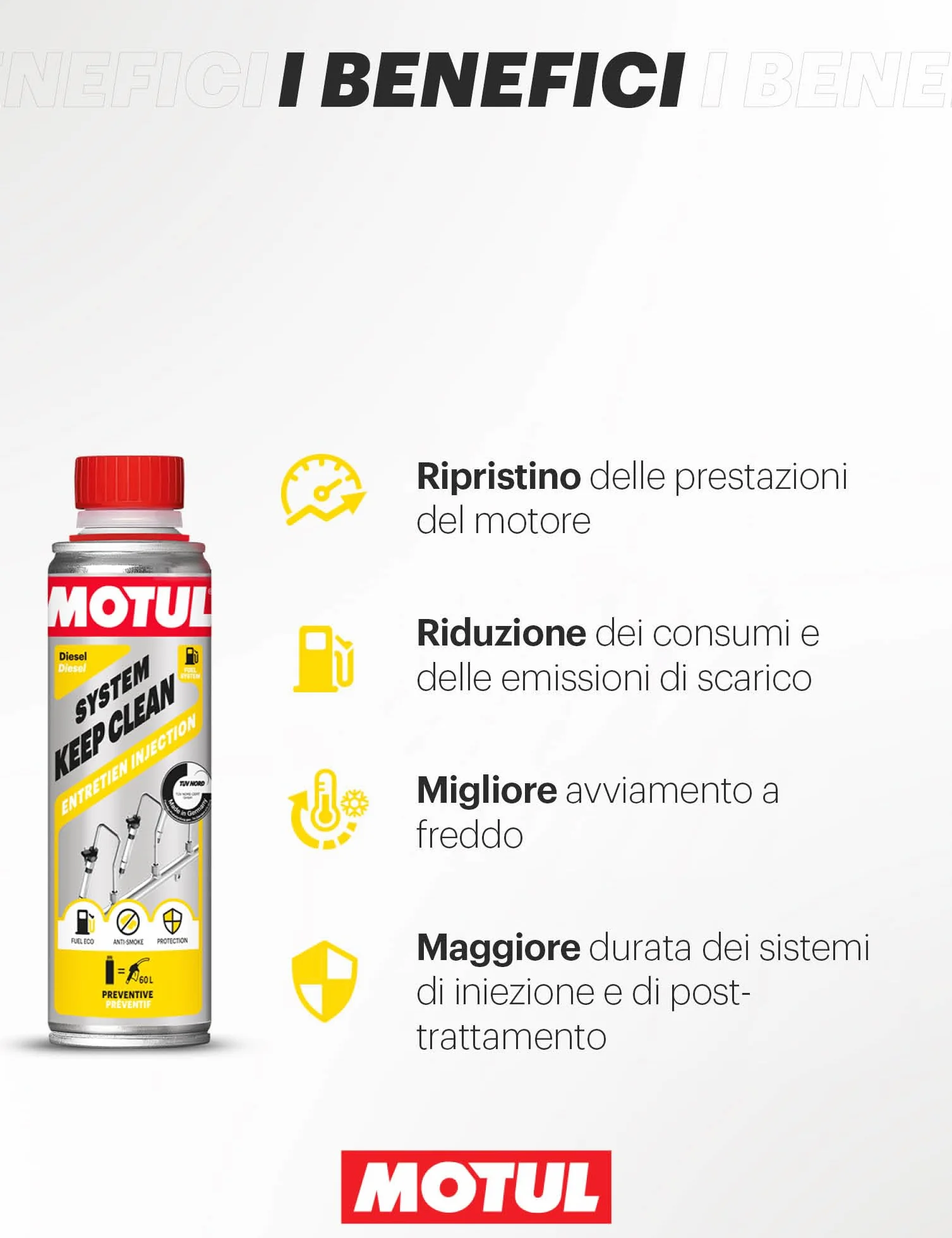 Motul - Detergente per Iniettori Diesel - Additivo di Manutenzione Preventiva per Motori Diesel - Antifumo - Riduzione dei Consumi e delle Emissioni - System Keep Clean Diesel - 300 ml