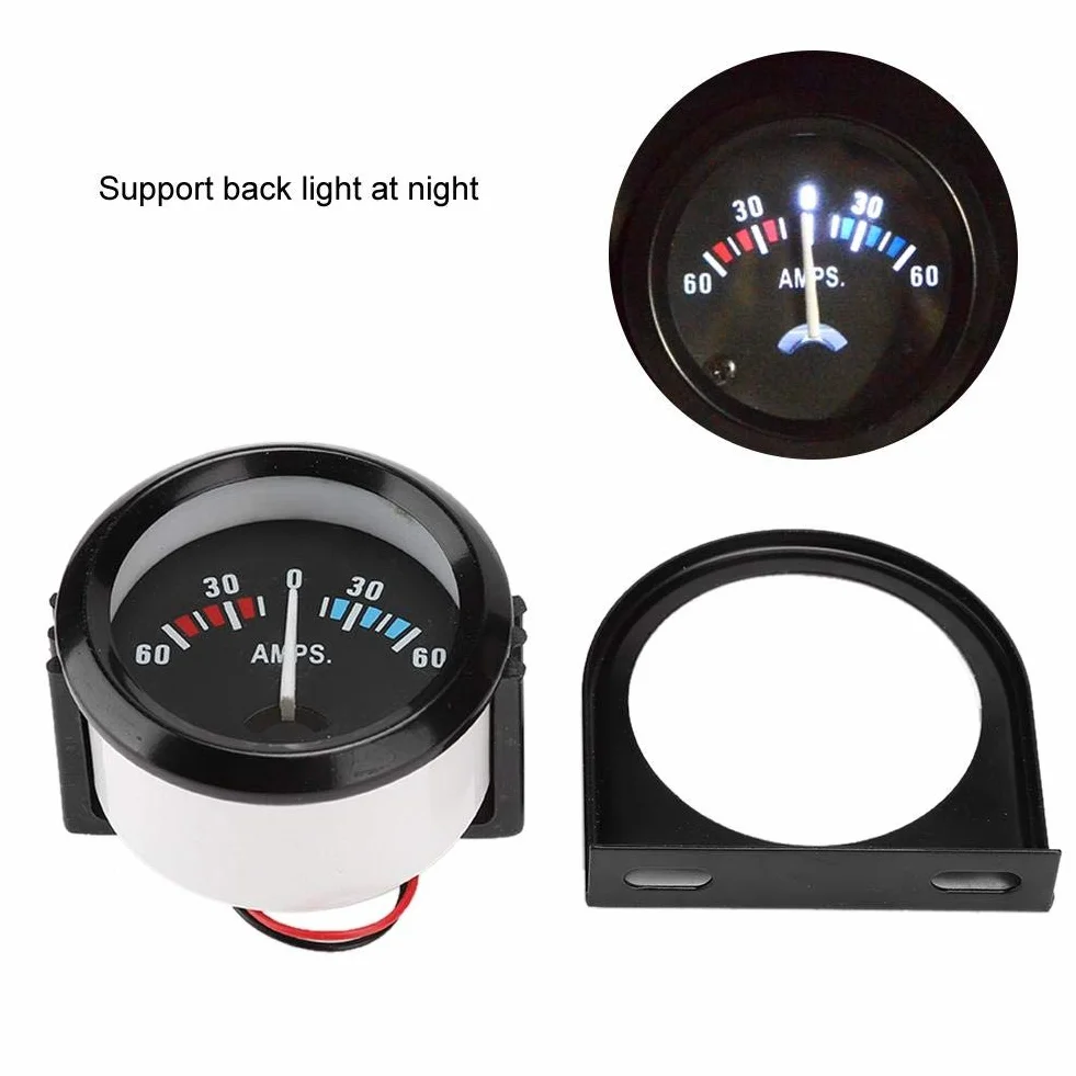 EBTOOLS Amperometro 12 V, 52 mm, Voltmetro Auto, 60-0-60 A
