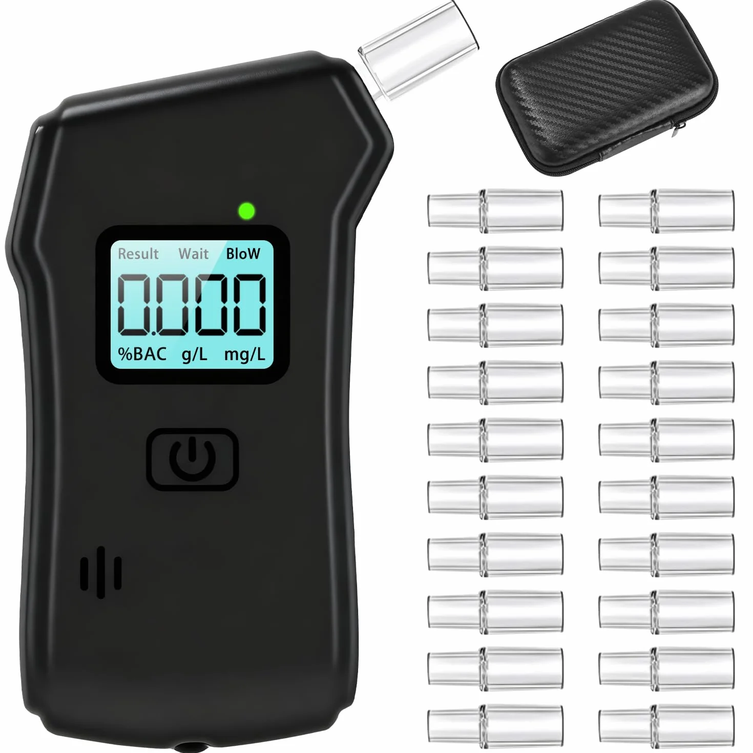 Etilometro Digitale Certificato con Schermo LCD, Alcol Test Portatile, Custodia Fibra di Carbonio