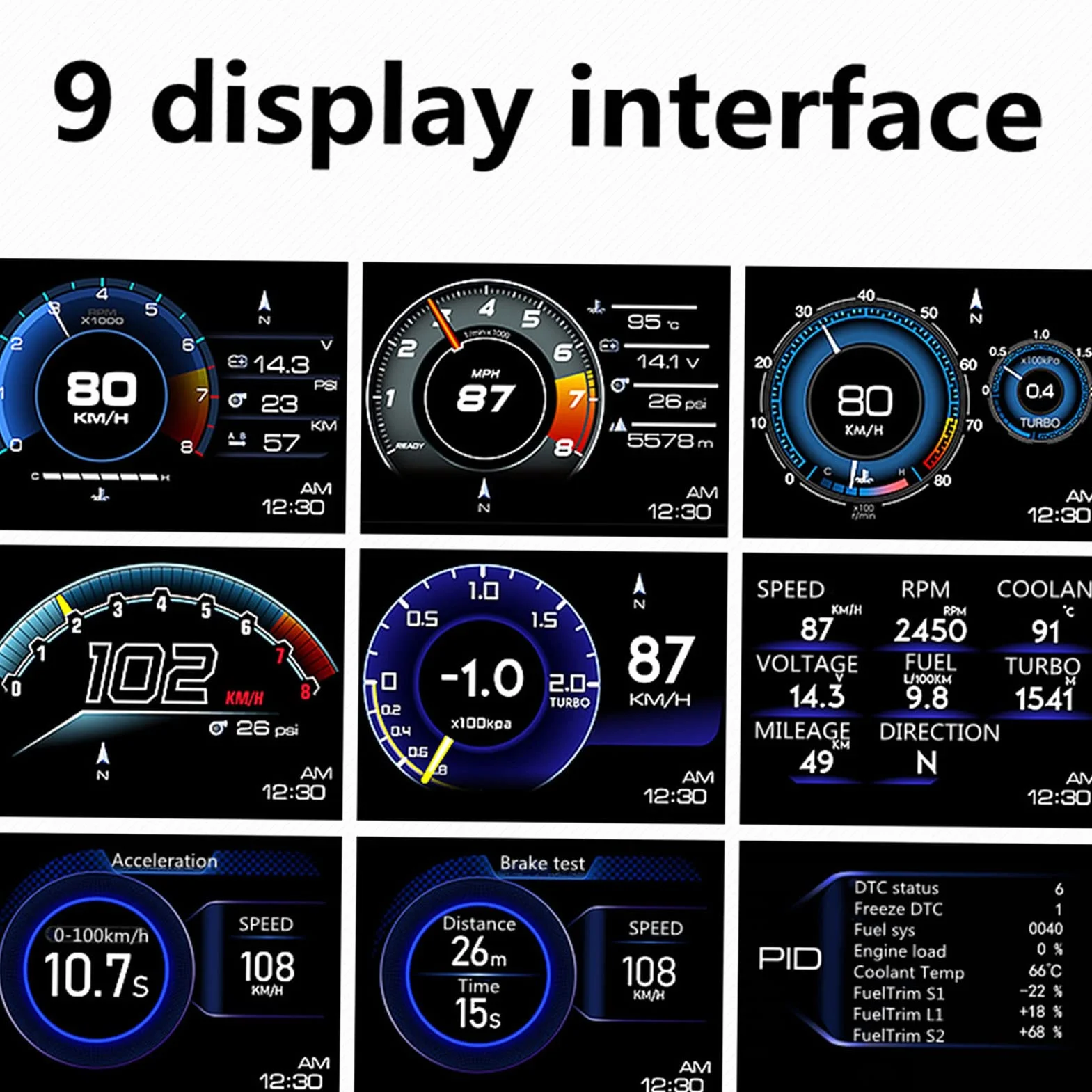 Display HUD per Auto OBDⅡ GPS Smart Gauge Tachimetro Strumento diagnostico Eliminazione codice Errore Guida sicura Allarme guasto Computer