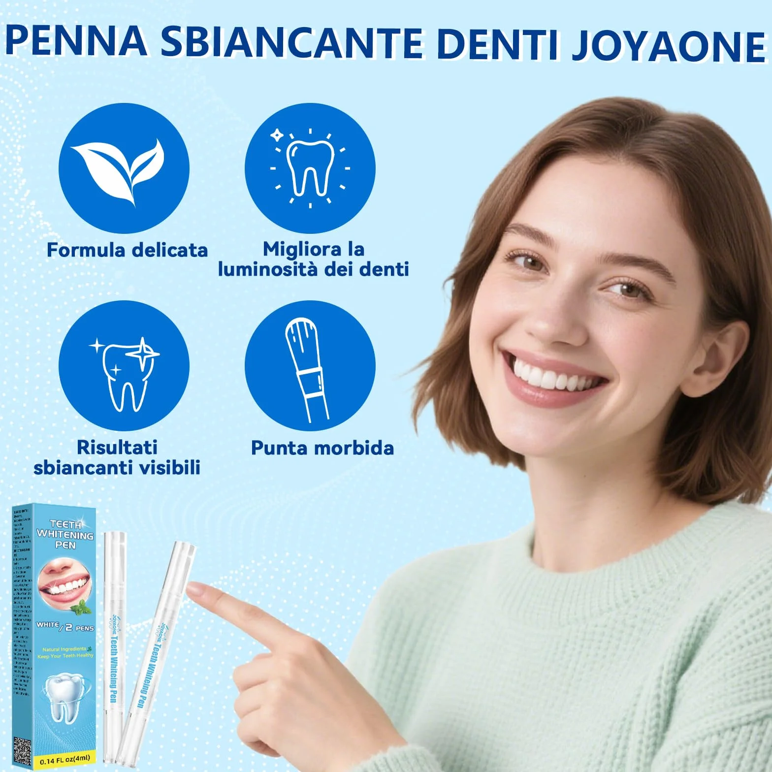 Gel sbiancante per denti 4 pezzi smacchiatore azione rapida 8 ml