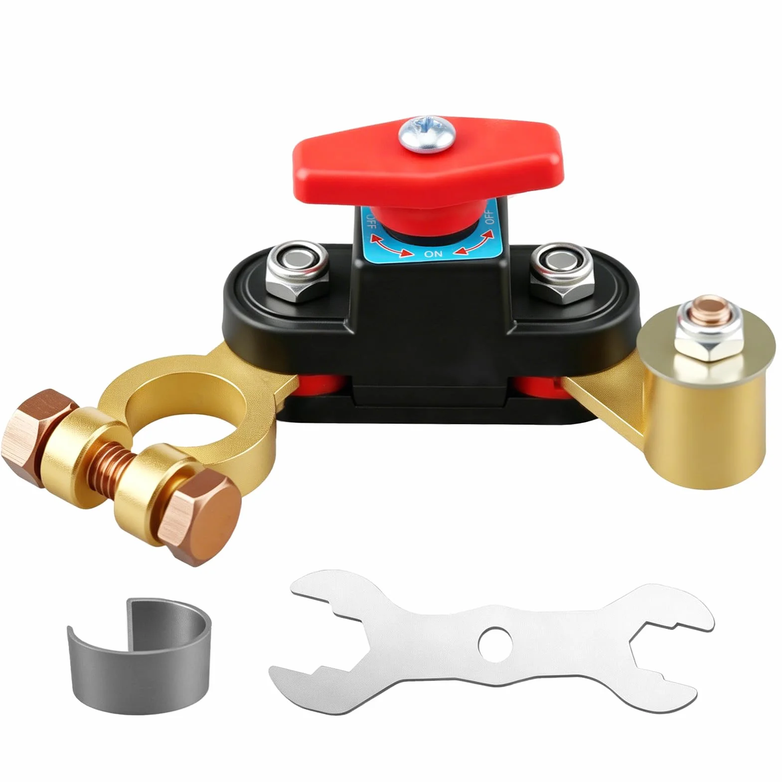 Interruttore Stacca Batteria Auto 12V-24V Regolabile, Staccabatteria in Rame Puro Alta Conduttività, Interruttore Disconnessione Batteria ON/OFF per Auto Camion Barca Camper Protezione Elettrica