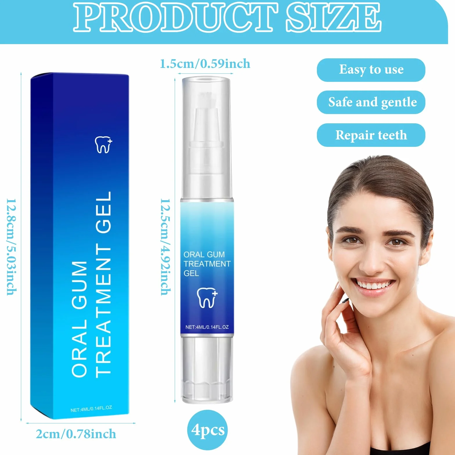 Cureend Teeth Repair Gel Per Riparare Le Gengive Ritirate, Gum Shield Therapy Gel 4 Pezzi