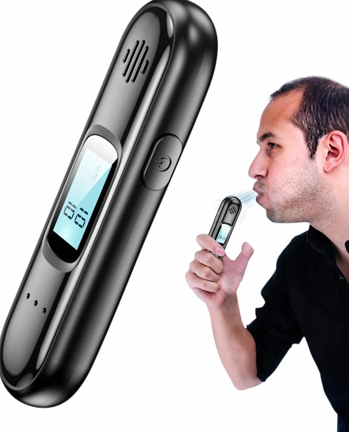 Etilometro Portatile,Etilometro Ricaricabile con Display LCD Digitale Blu, Etilometro con Sensore Portatile per Uso Personale E Professionale (Non è Necessaria La Cerbottana)