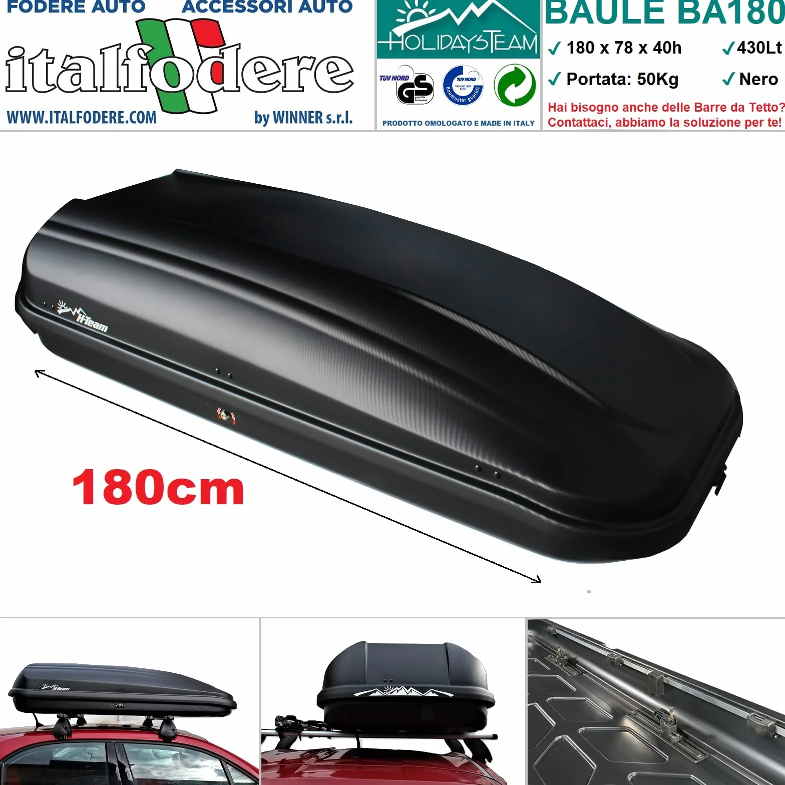 Portapacchi Auto Tetto 430 litri Nero - Barre Portatutto Resistenti Da Viaggio - Box Tetto Auto Ideale per Ogni Viaggio e Spostamento - compatibile con ogni modello - facile da installare e sicuro