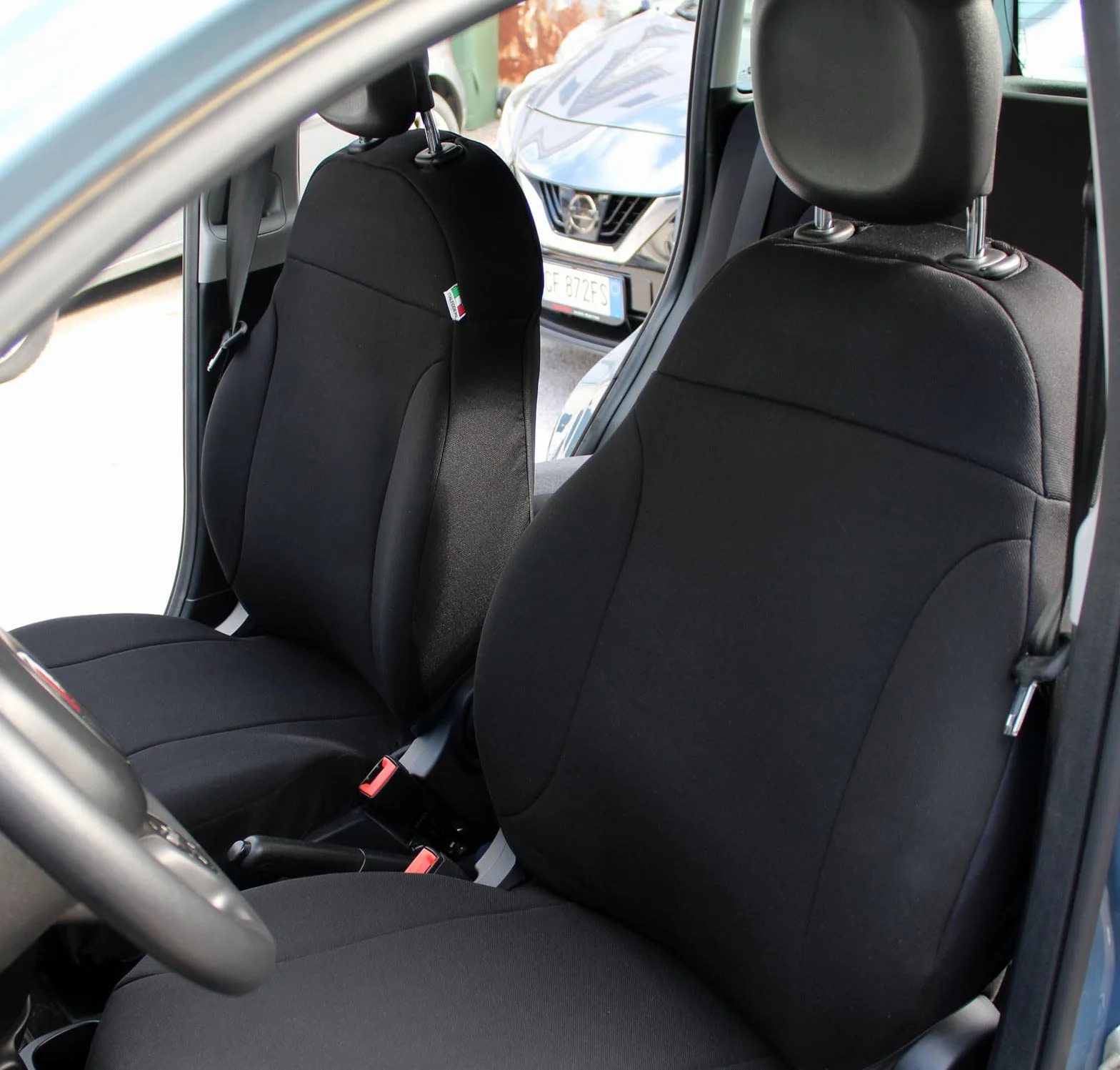 Italfodere Coprisedili Anteriori Compatibili Fiat Panda 2012 III Serie Cotone Accoppiato Nero