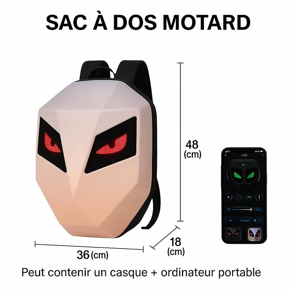 Zaino Moto LED LOY T6-P3.75, Schermo 32×32 Pixel Programmabile, Controllo App, Grande Formato, Impermeabile, Porta USB, Antifurto, Rosa, L, Moderno