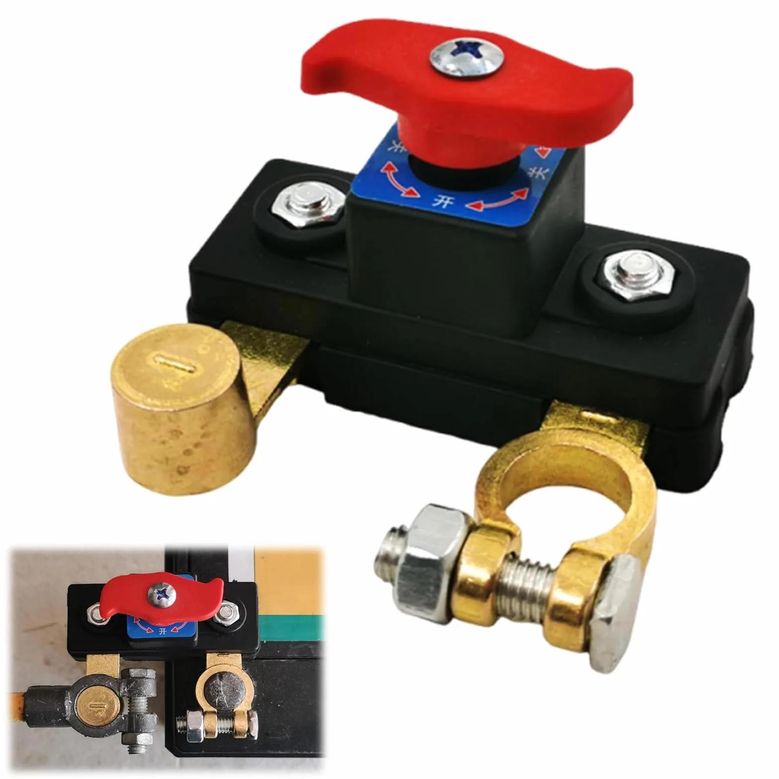 Interruttore Stacca Batteria 100A 12V/24V,Car Battery Power Cut Off Switch,Battery Separator Switch,con Corrente di Picco 1000A,Interruttore Staccabatteria per Auto,per Barche Marine,Caravan