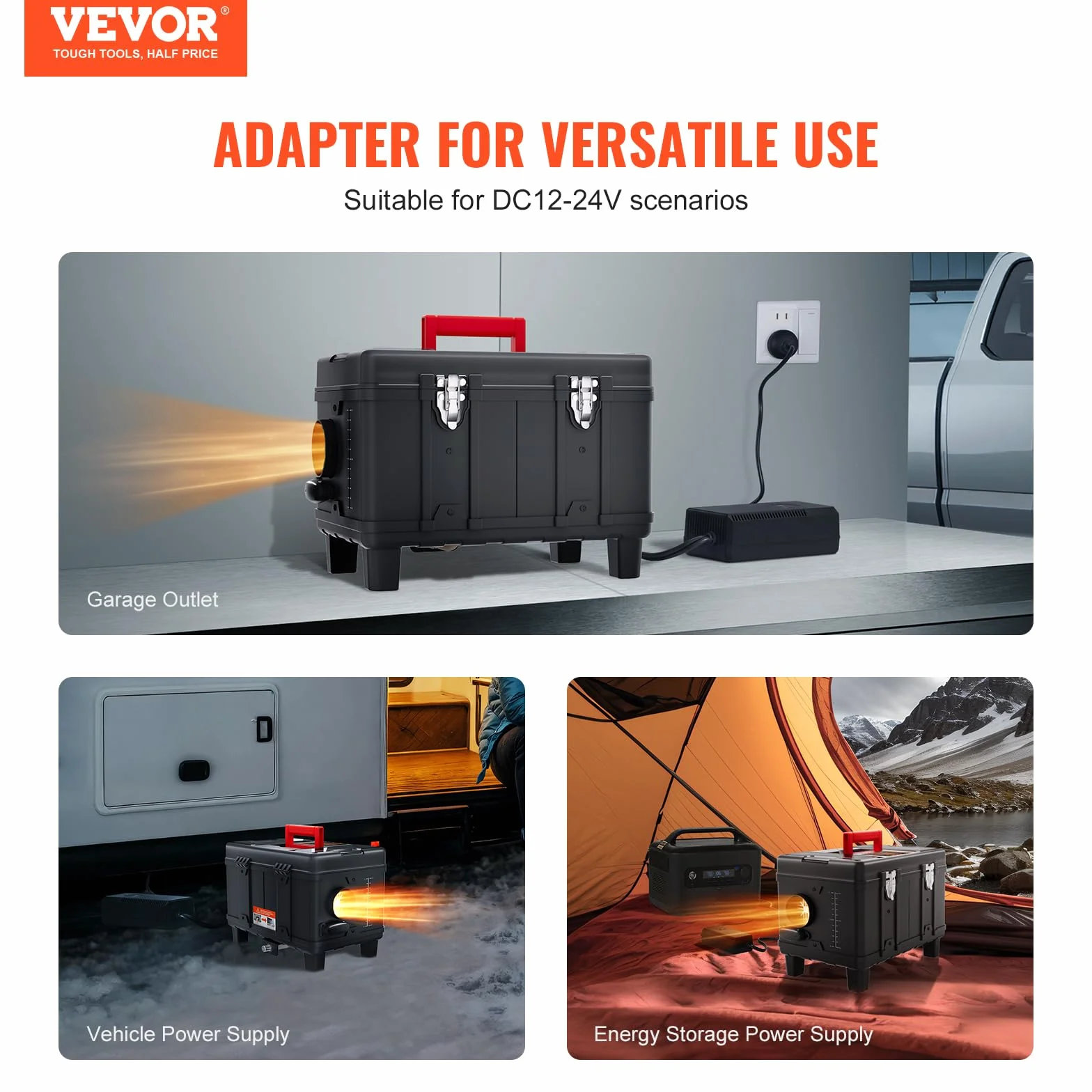 VEVOR Riscaldatore d'Aria Diesel 8 KW 12V 24V Bluetooth Telecomando Schermo Allarme CO Portatile