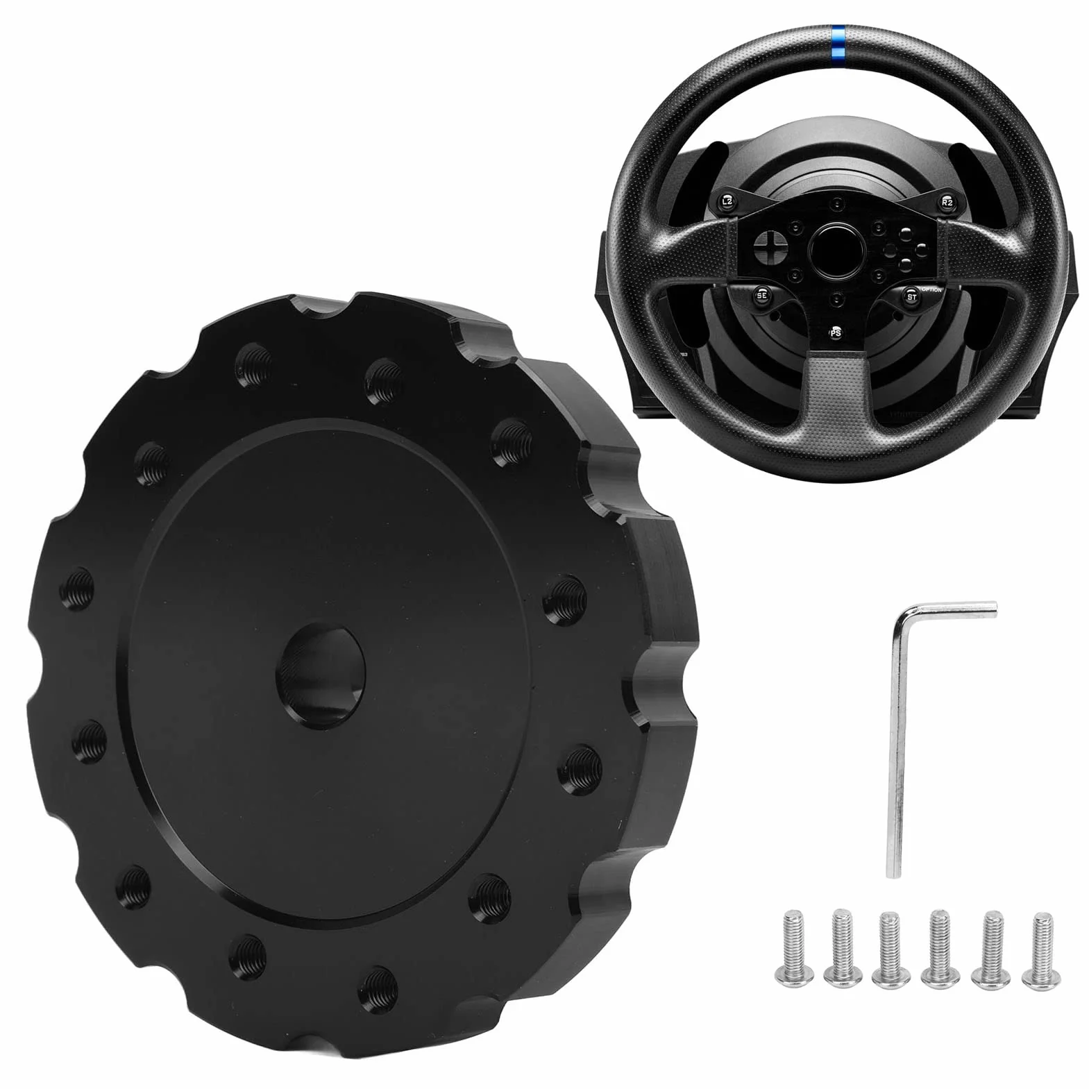 Adattatore per Volante in Lega di Alluminio Nero per T300 T500 PCD 73mm