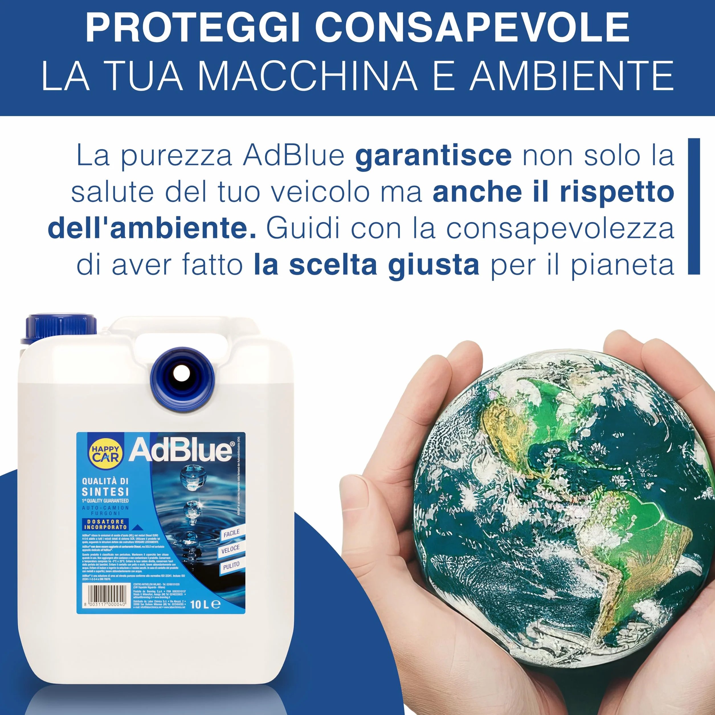HappyCar AdBlue 10L Liquido per Gas di Scarico per Motori Diesel con Sistema SCR ISO 22241