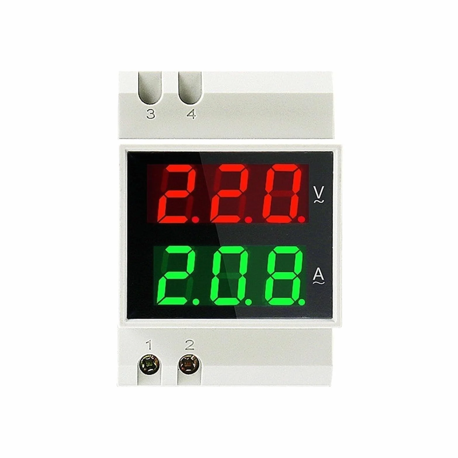 Amperometro voltmetro su guida D52-2042 220V 380V Misuratore di corrente AC digitale con display a LED Contatore elettrico(External CT,AC200-450V)