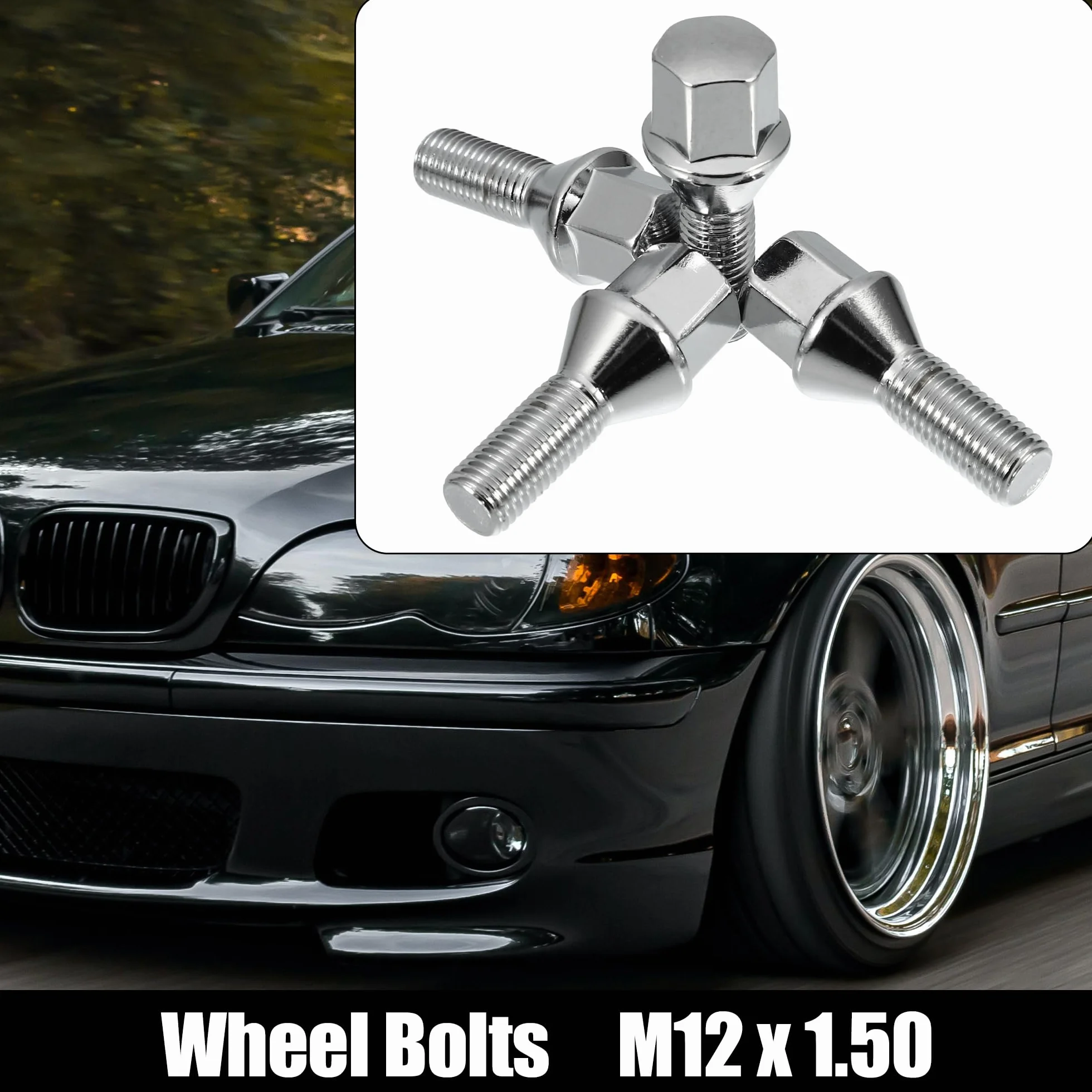 QUARKZMAN M12 x 1.5 Ruota Bulloni Conicità 60° Cromo Ruota Borchie Set 8pz